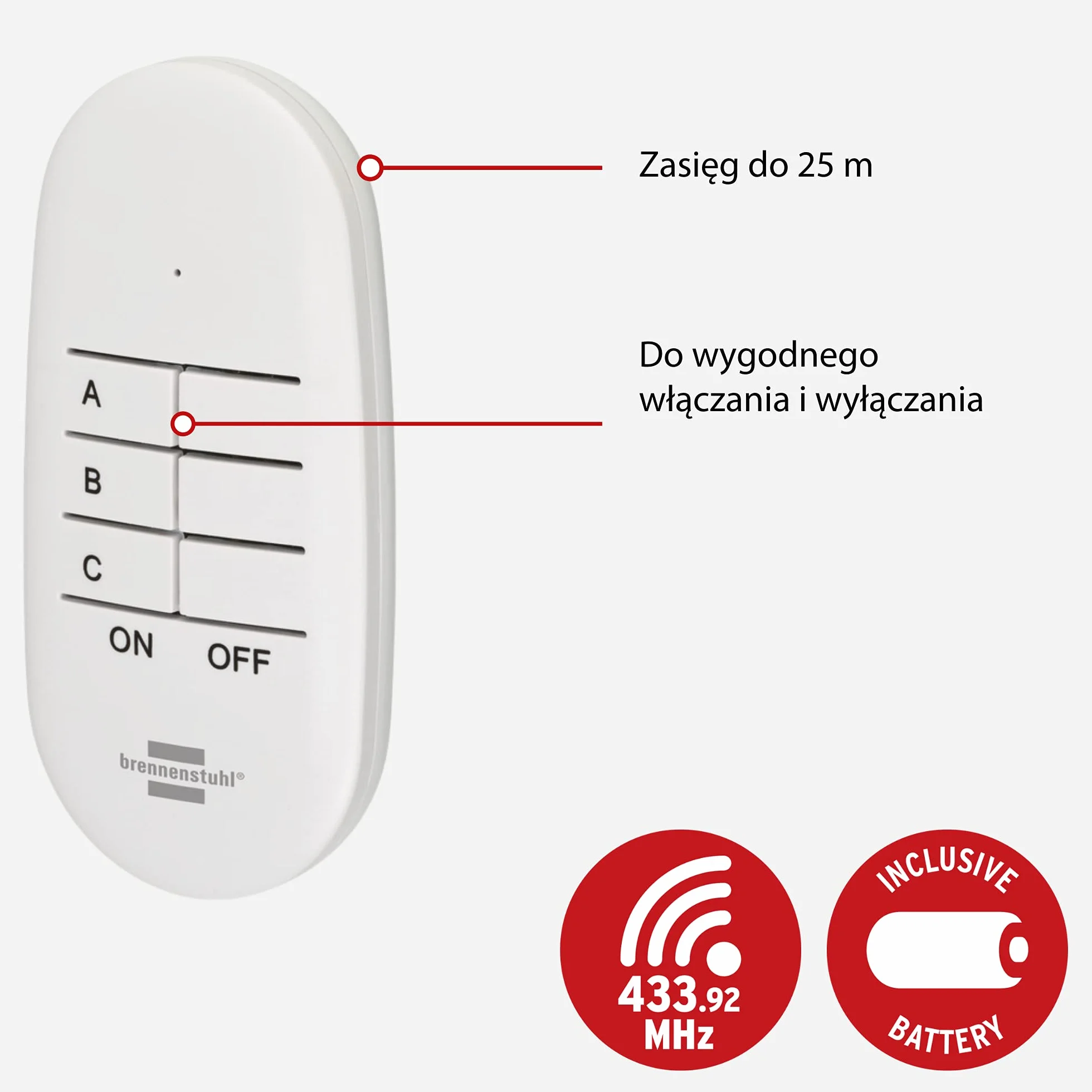 Brennenstuhl Comfort-Line gniazdko na pilota Mini 3+1, 3 inteligentne gniazdka (wewnetrzny, z nadajnikiem recznym i zwiekszona ochrona przed dotykiem) bialy