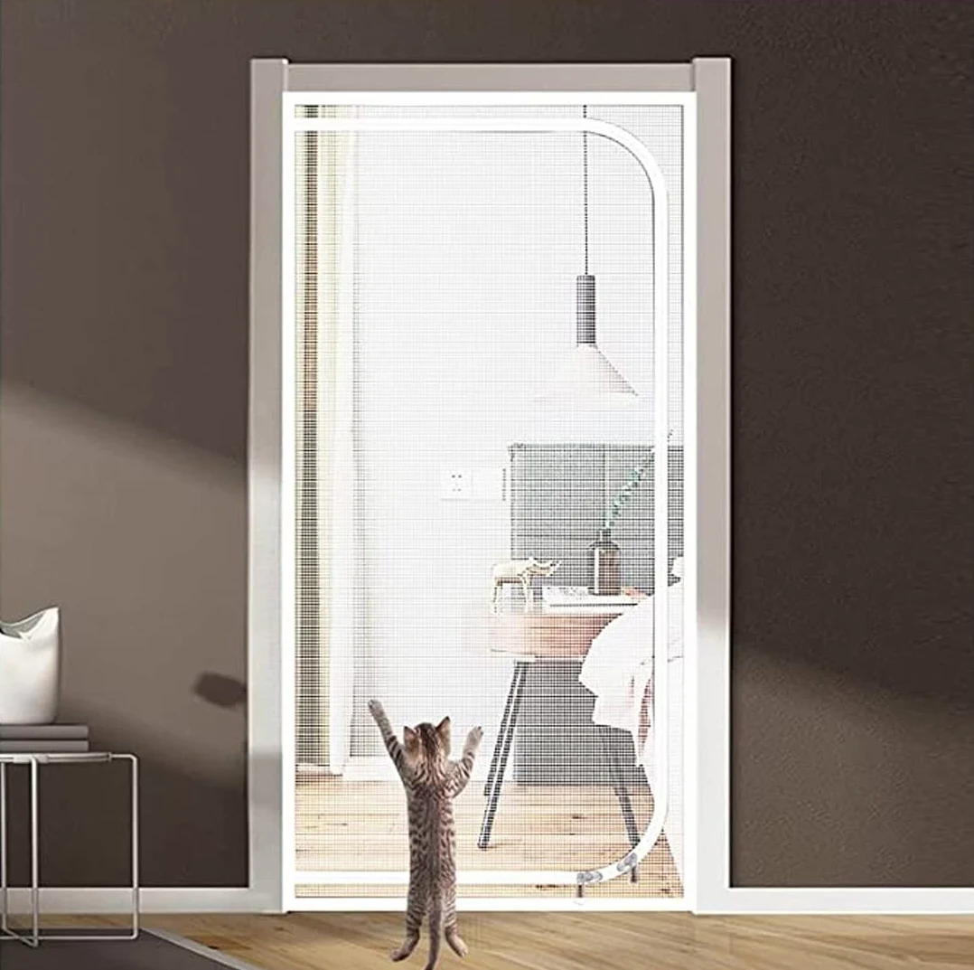 Zasłony Na Drzwi Dla Zwierząt 100x220 Cm, Siatka Odporna Na Koty, Ścianka Działowa, Drzwi Tymczasowe