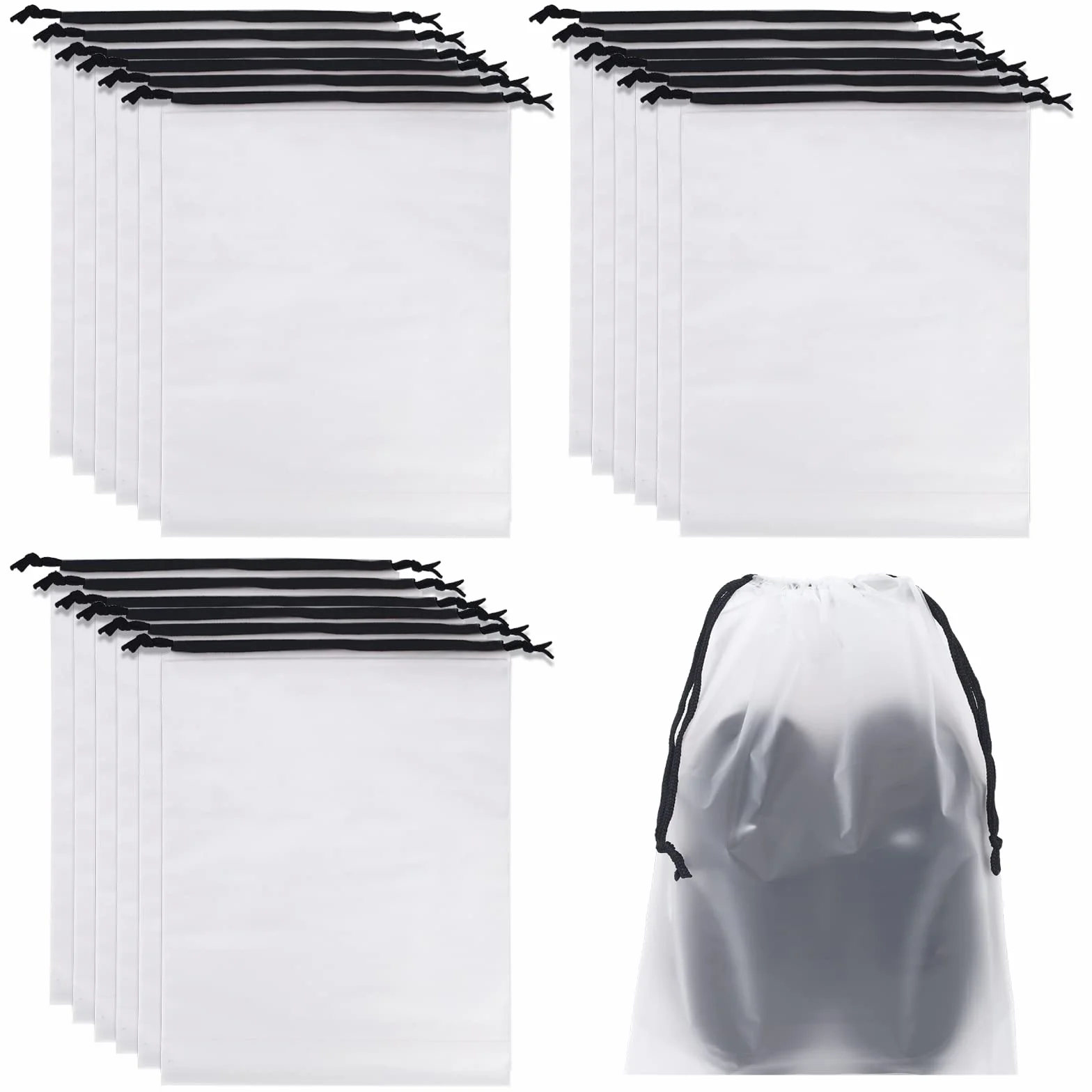 25 sztuk wodoodpornych toreb na buty, walizki, organizator, 40 x 30 cm, do podróży, kempingu, domu, pakowania, akcesoria podróżne, przezroczysta torba