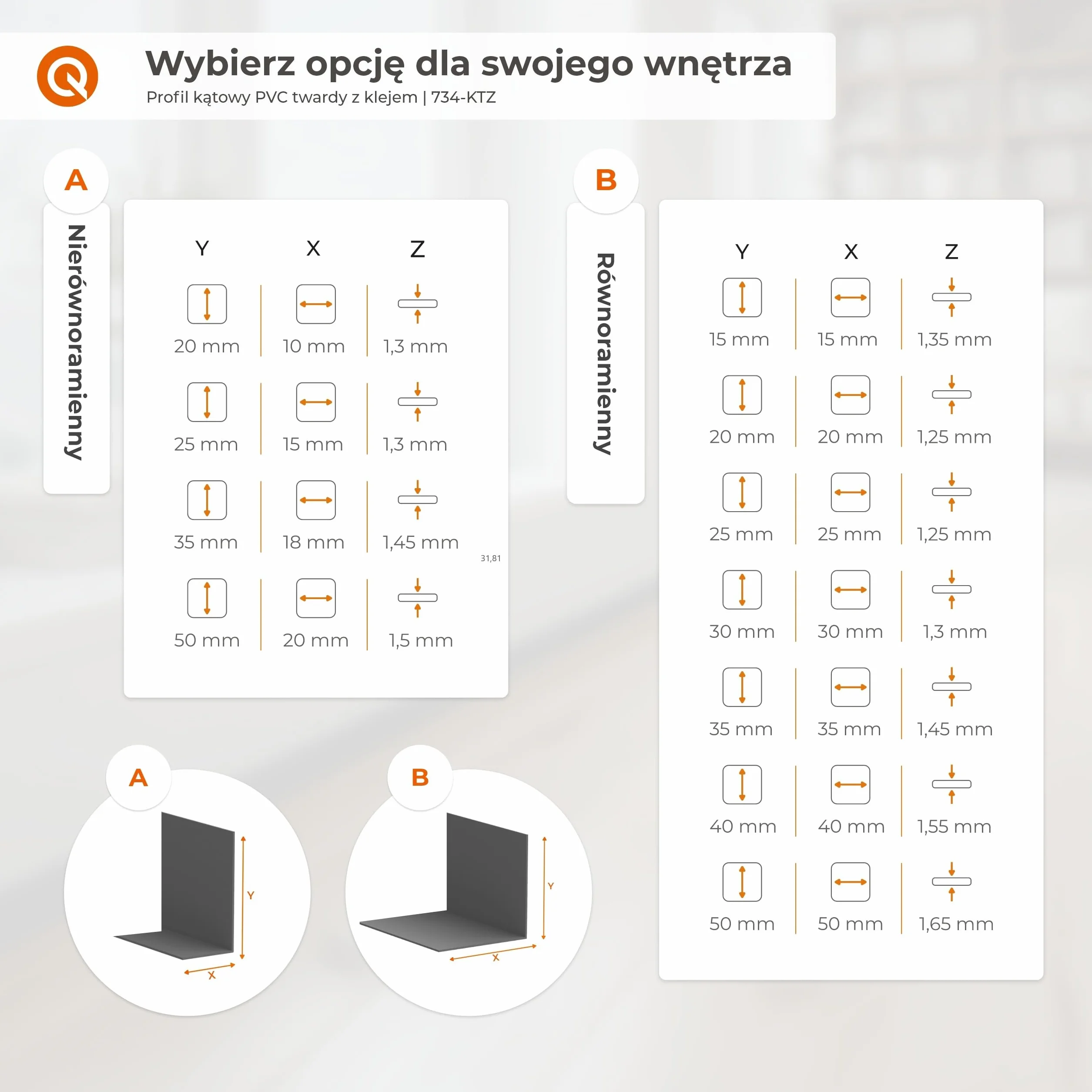 Kątownik PVC 15x15 mm samoprzylepny biały 150 cm