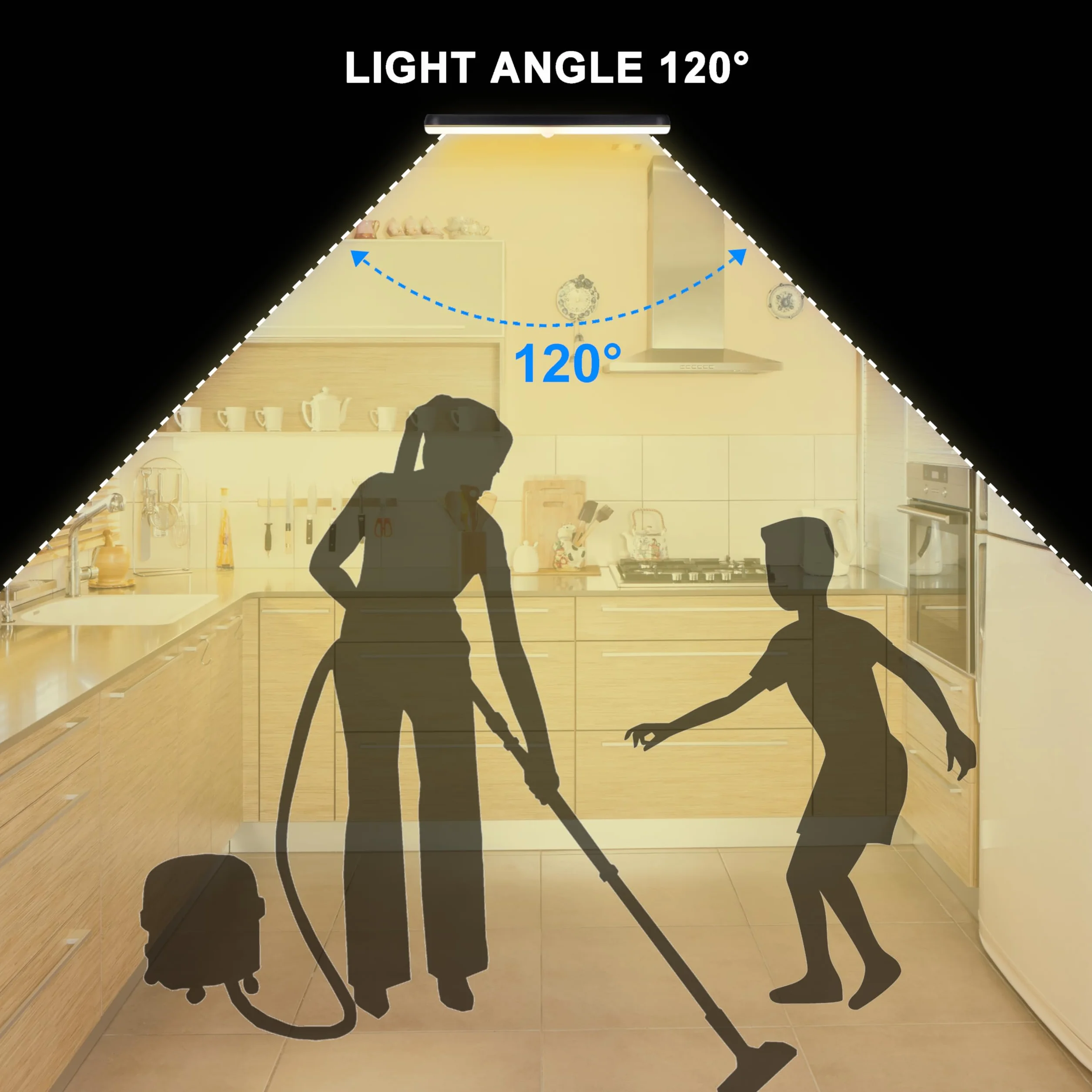 OUSFOT Oświetlenie Szafki, 20 LED Oświetlenie Kuchenne pod Szafką 20.5cm LED z Czujnikiem Ruchu Nadaje się do Stosowania w Sytuacjach Awaryjnych na Schodach, w Kuchniach i Garażach
