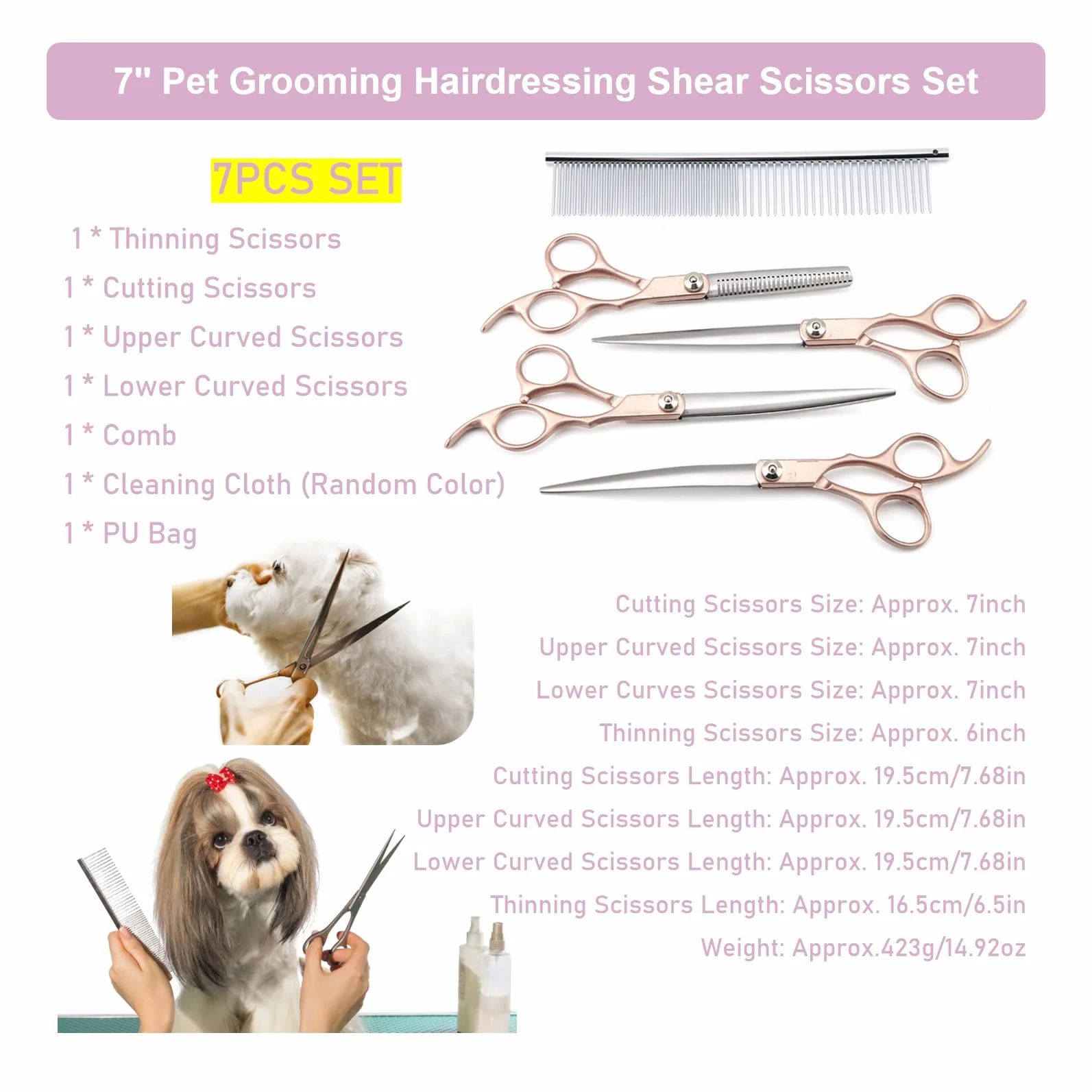 No?yczki Dla Zwierz?t Domowych dog grooming kit 4 Szt. Zestaw No?yczek Do Piel?gnacji Psów Z Torb? Ze Skóry Pu, Psie No?yczki No?yczki Fryzjerskie Dla Psów Nożyczki