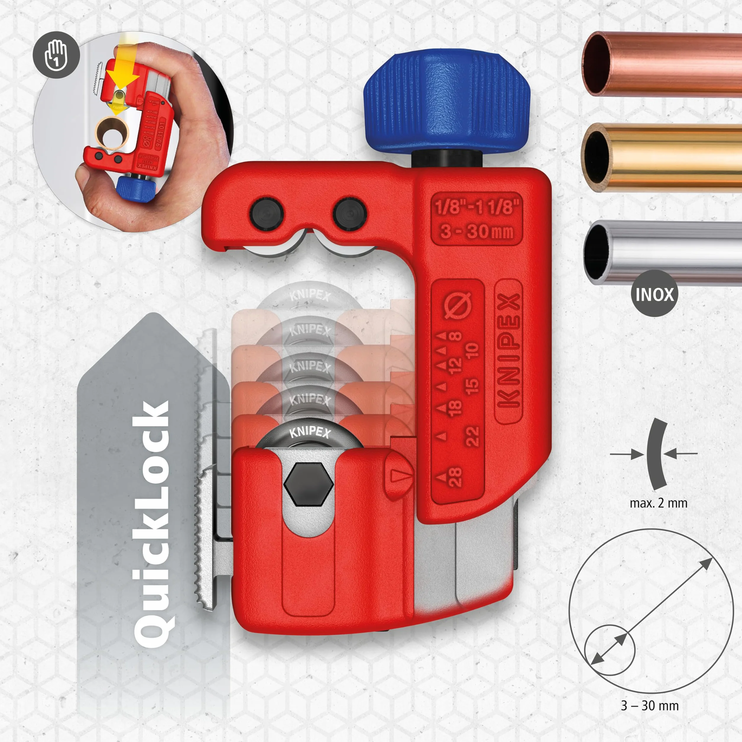 KNIPEX TubiX S Obcinak do rur 77 mm, 90 31 01