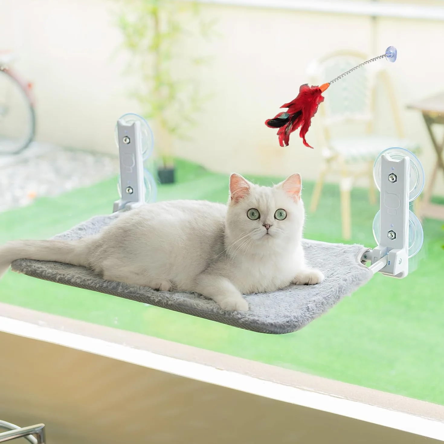 Marchul Cat Hamak Fotelik przy oknie dla kotów 60x30cm, składane okienko do legowiska dla kota ze stabilnymi przyssawkami do 18kg