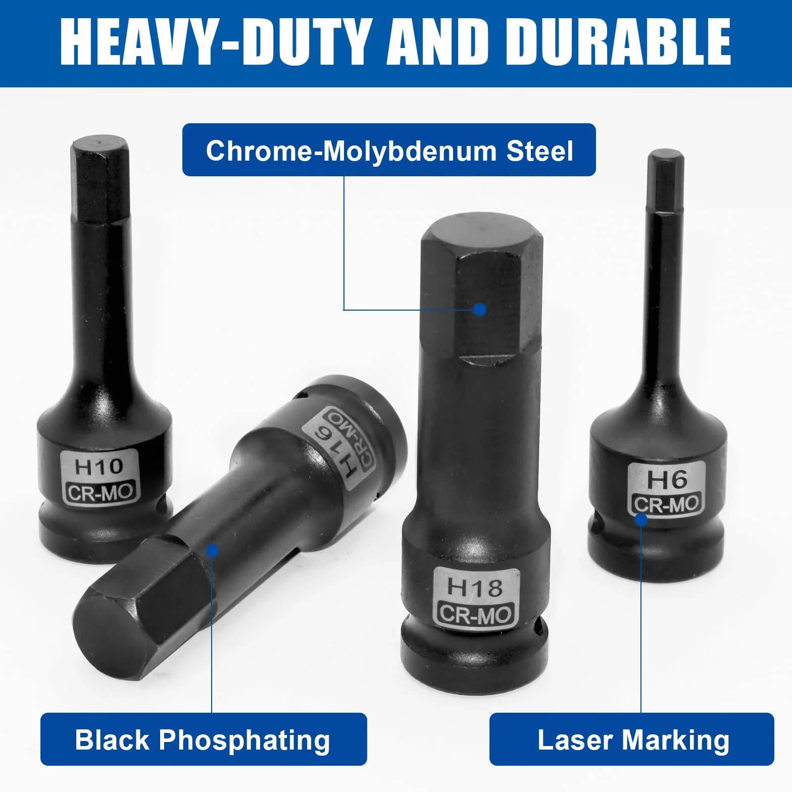 DAKCOS Kraft zestaw nasadek udarowych 1/2" 5-19 mm 10-częściowy CR-MO