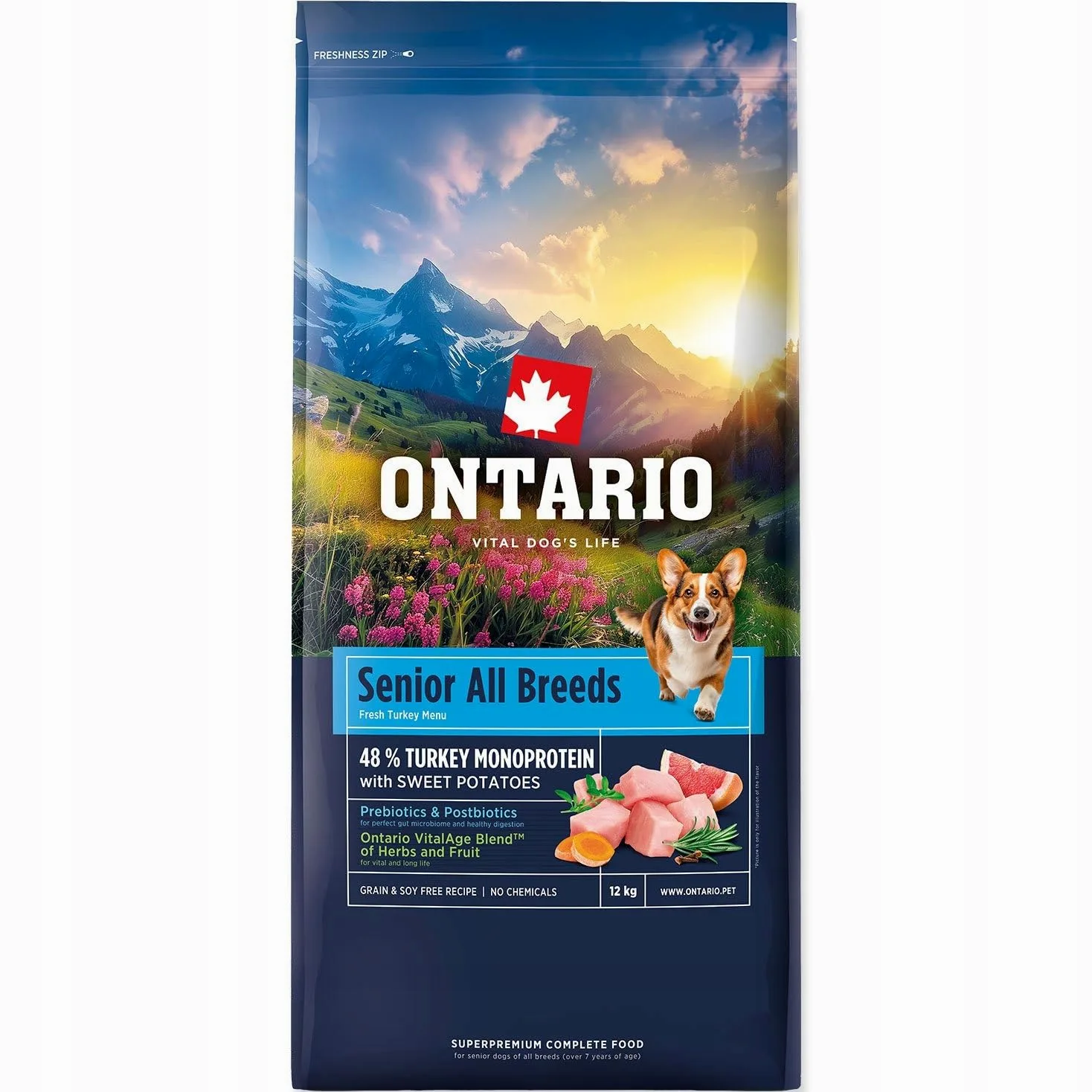ONTARIO SENIOR MONO 12KG Karma Monoproteinowa dla Starszych Psów z Indykiem