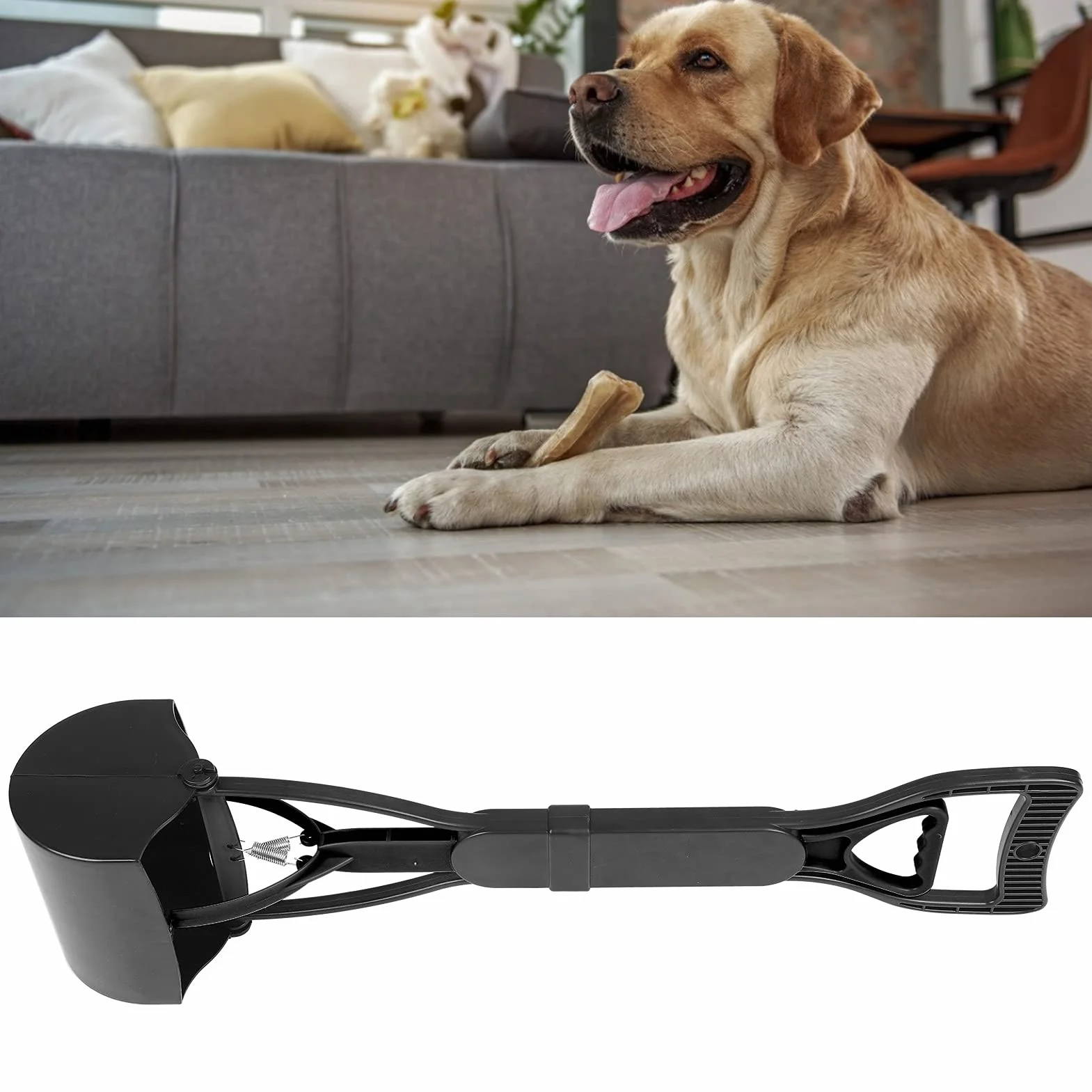 Pet Pooper Portable, Długi Uchwyt Szokowa Kupa Czysty Psa Skupiec (Wszystko czarne)
