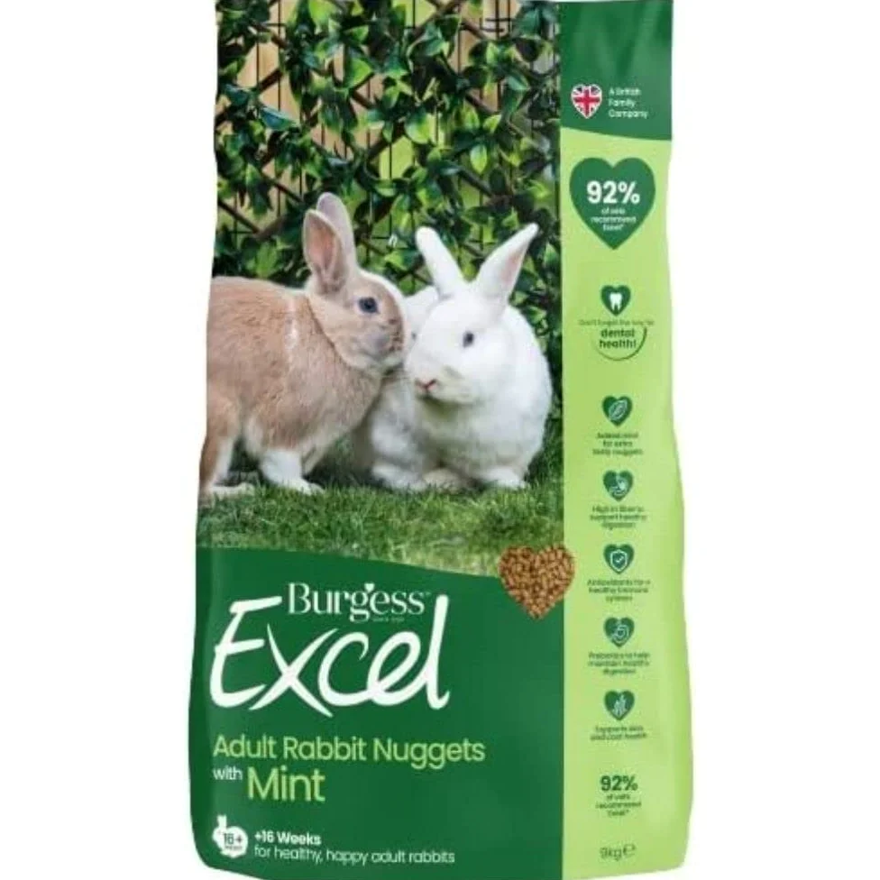 Burgess Excel Nuggets with Mint Adult Rabbit Food 9 kg, Green