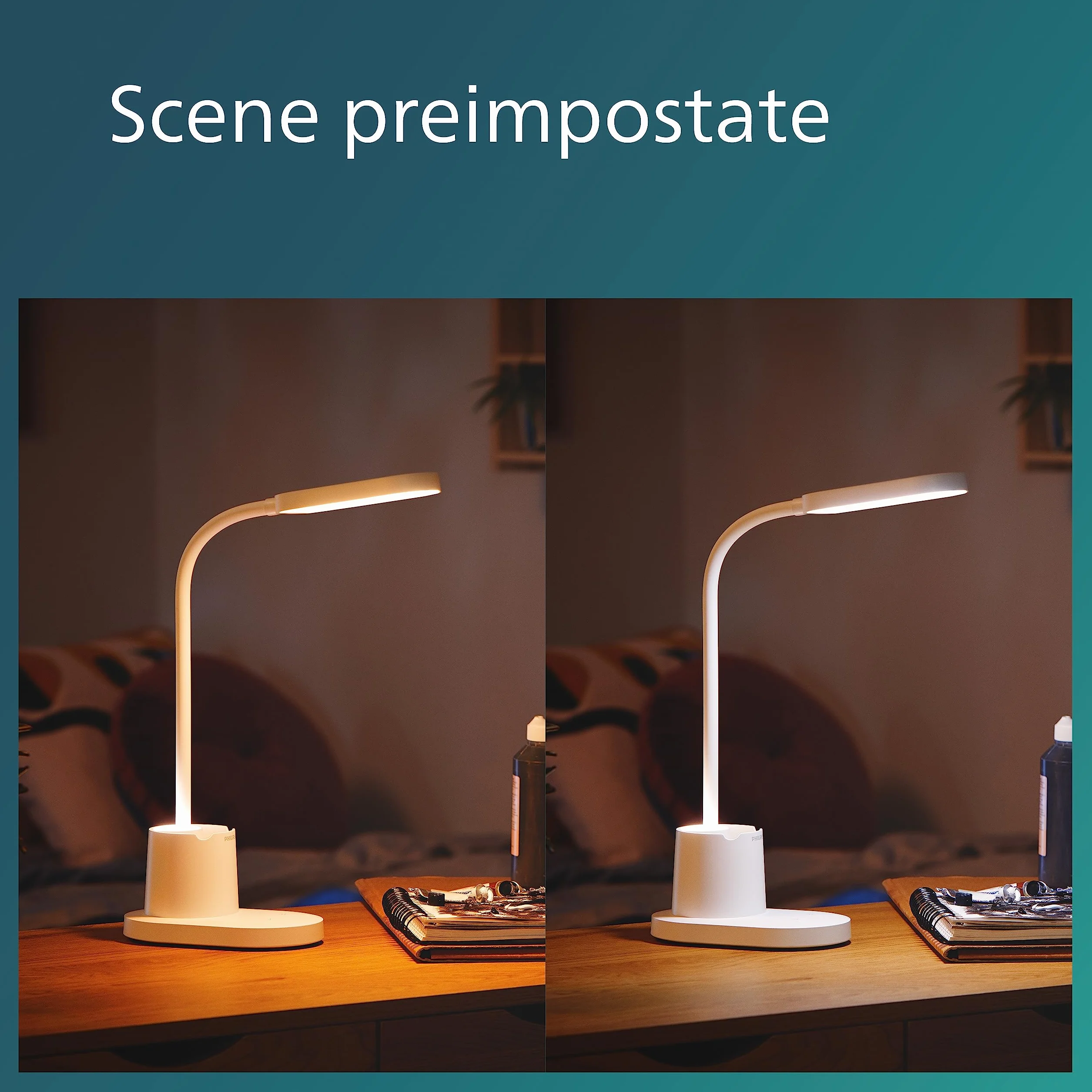 Philips LED Lampka biurkowa Performance Bucket DSK214 8W 3000-5700K biała ściemniana USB