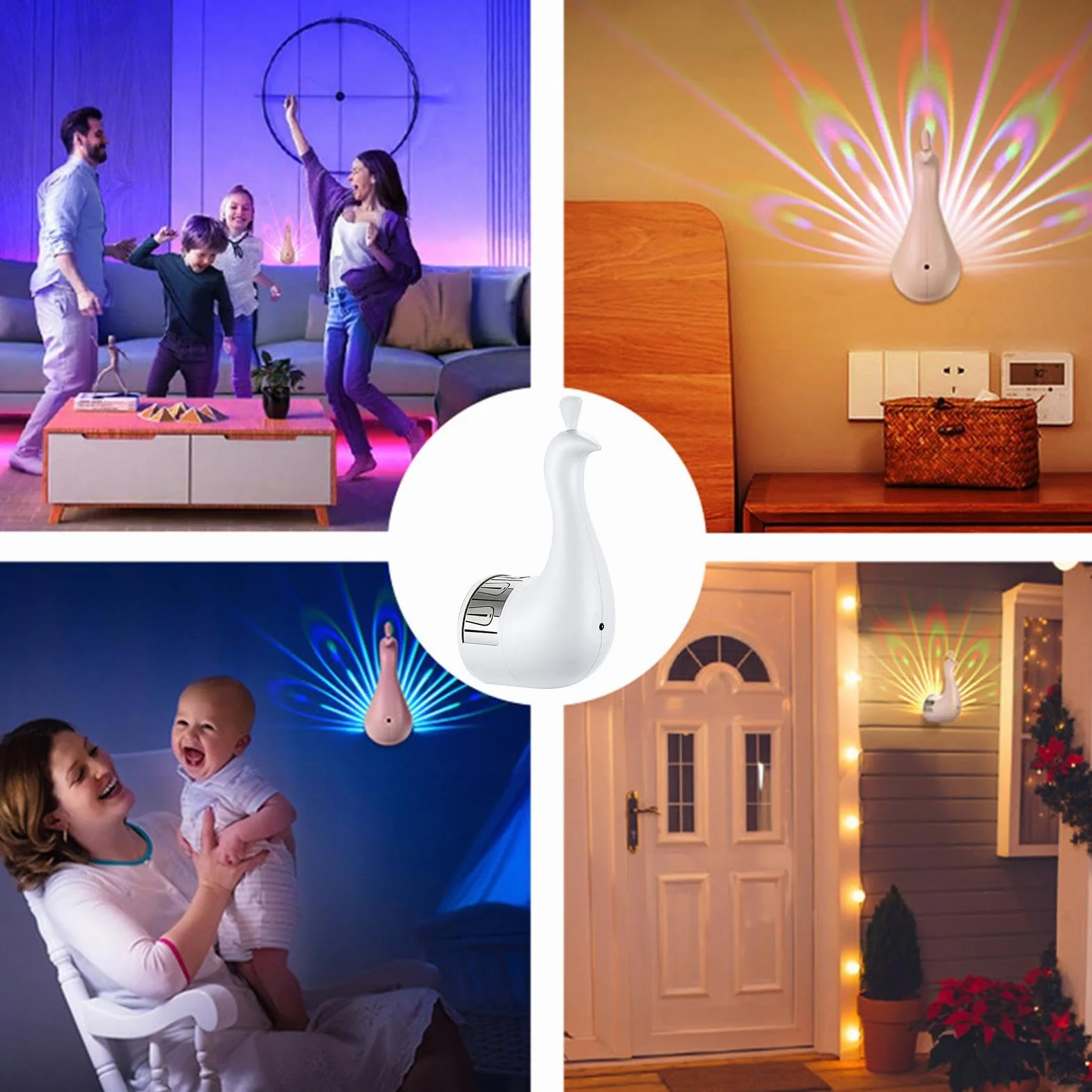 Lampa ścienna z ptakiem, lampa projekcyjna paw, lampka nocna LED dekoracja ścienna, kolorowa lampa ścienna do domu, kinkiet ścienny, paw, lampka nocna LED, lampa ścienna do projekcji ptaków, lampa
