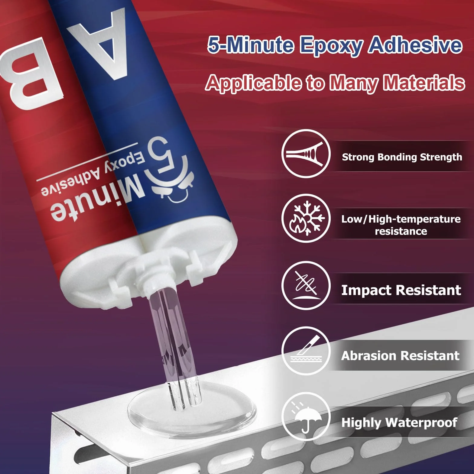 5 minut klej do żywicy epoksydowej, 50 ml, 2 komponenty, przezroczysty, uniwersalny klej, ekstra mocny do klejenia i uszczelniania metalu, tworzywa sztucznego, drewna, szkła, kamienia