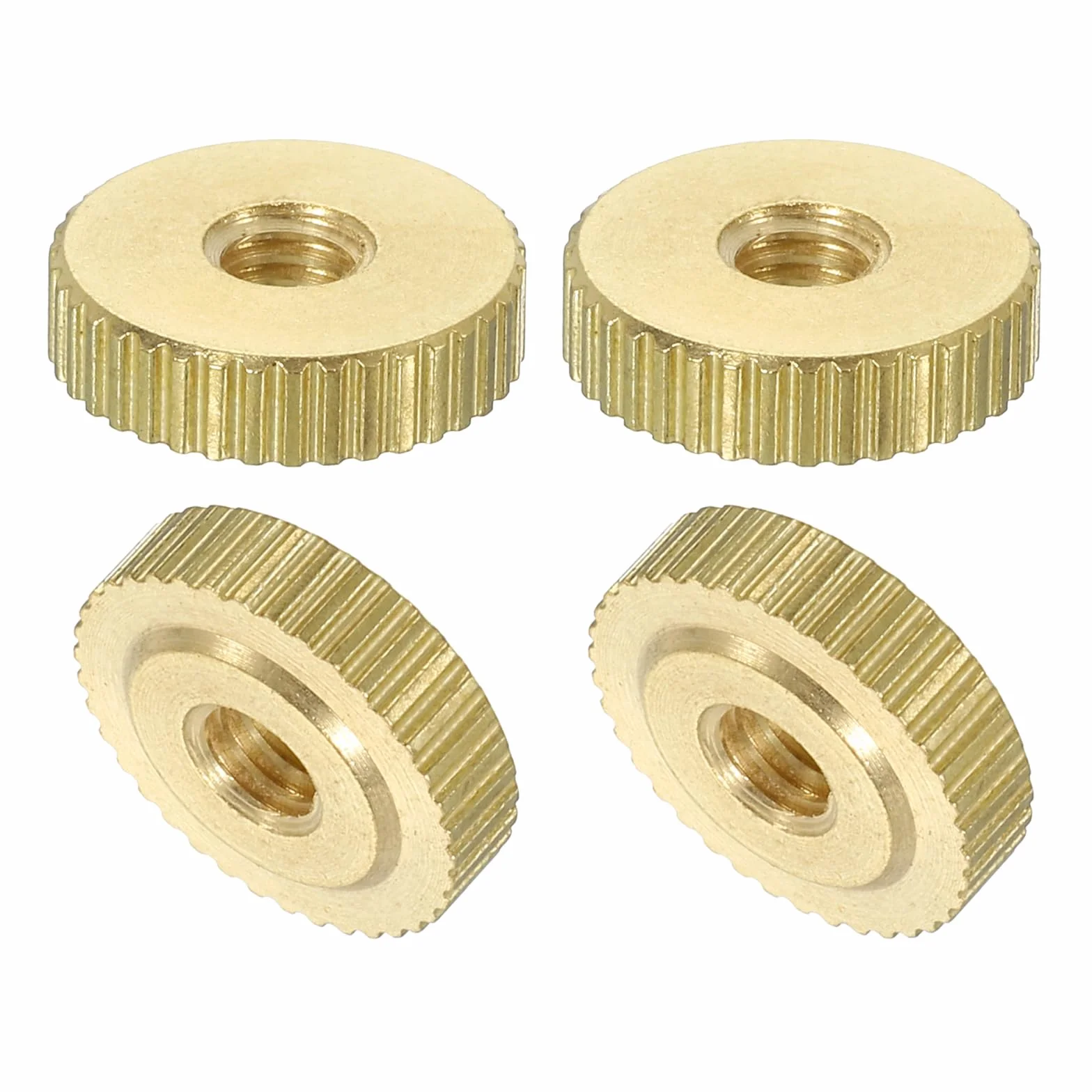 QUARKZMAN Radełkowane nakrętki na kciuki, 4 sztuki M4 x śr. 12 mm x wys. 3,5 mm, mosiężne nakrętki radełkowane z wysoką głowicą, elementy mocujące do części drukarki 3D, narzędzi maszynowych