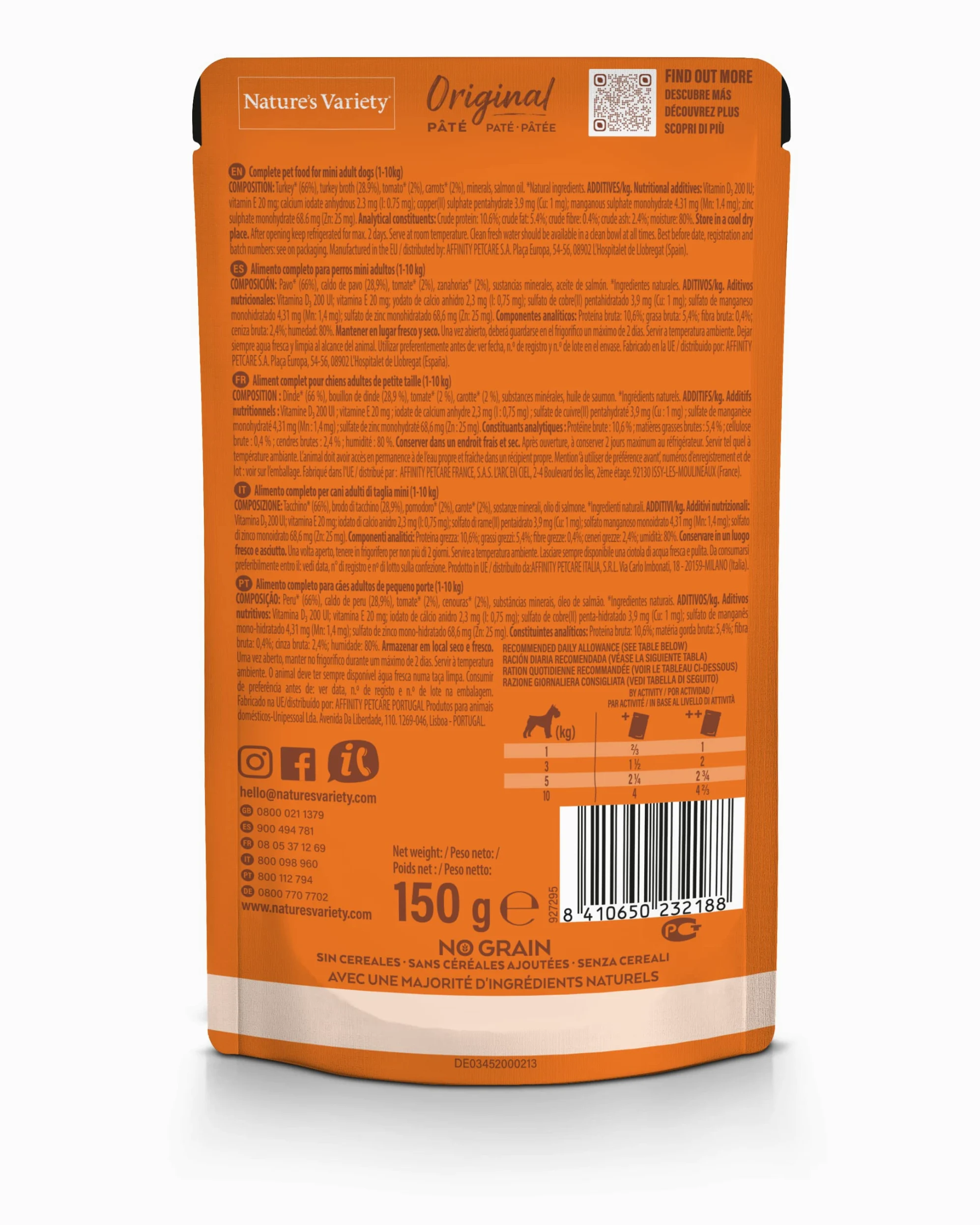 Nature's Variety Original No Grain Mini pasztety dla dorosłych psów z indykiem 8 x 150 g