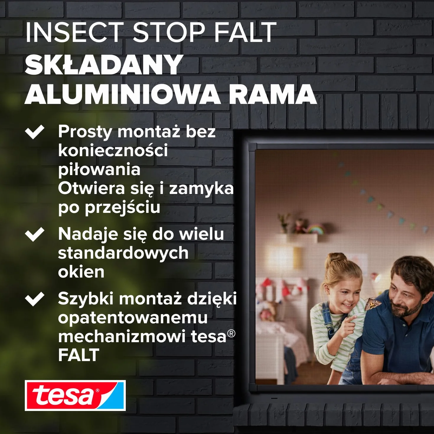 tesa INSECT STOP FALT Aluminum Frame for Windows 80x80-140x140 cm antracyt