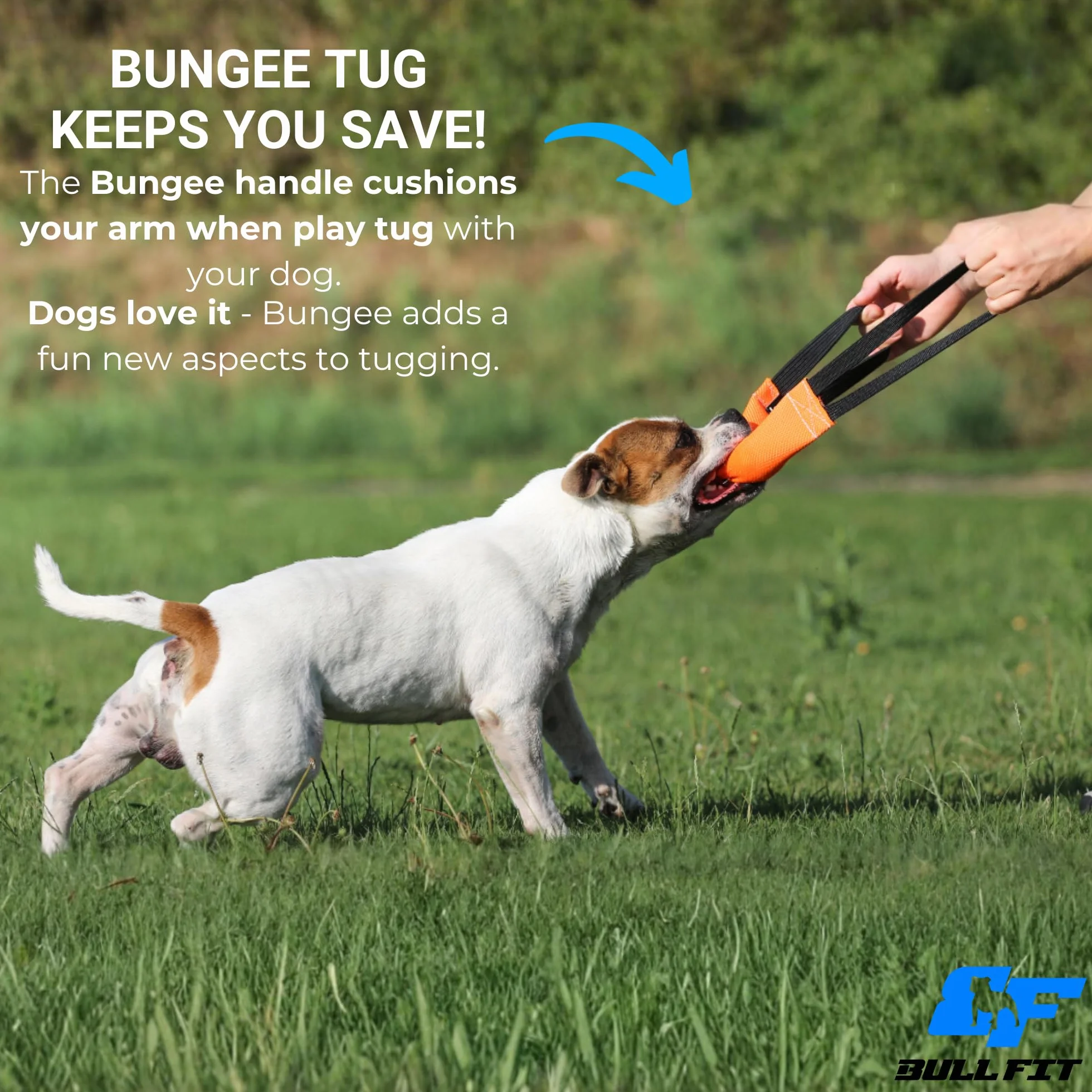 Bull Fit bungee Szarpak dla psa 30 cm, z dwiema rączkami - Bardzo wytrzymała zabawka dla psów do treningu obronnego i kynologii sportowej - Mocny Szarpak wąż strażacki, Aport Dummy pływający