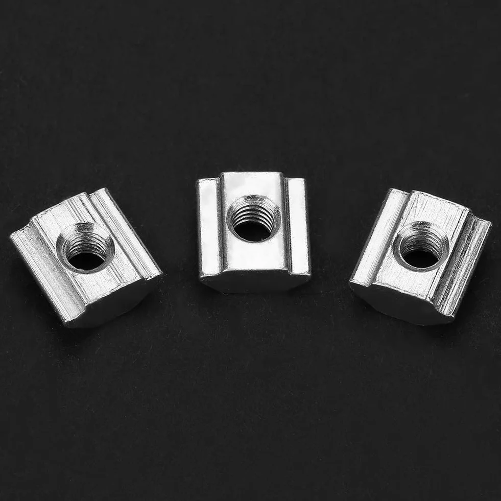 50 sztuk nakrętka z łbem młotkowym T Slot M3 * 10 * 5 kwadratowy suwak ze stali węglowej przesuwna nakrętka z rowkiem dla 20 serii profili aluminiowych