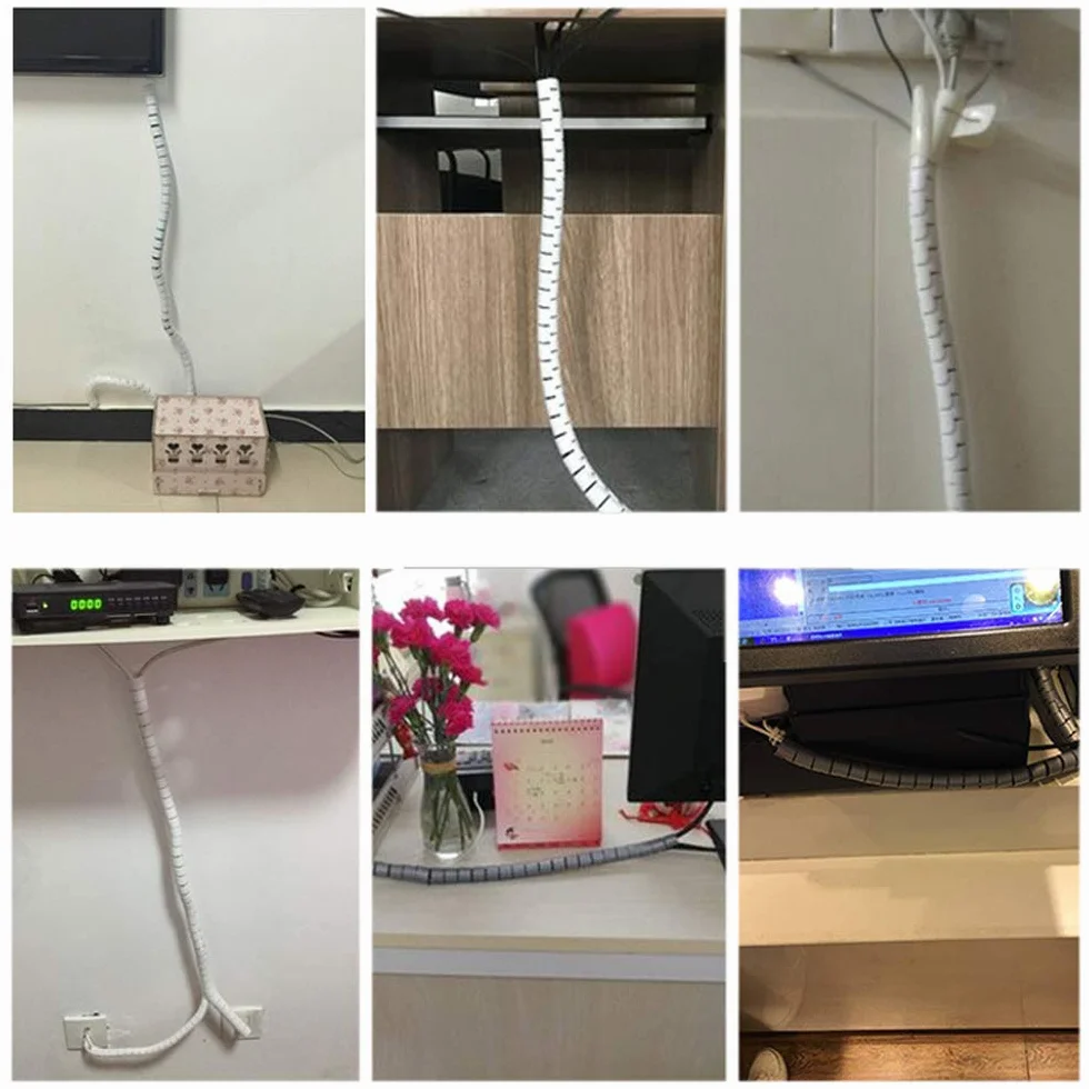 28 mm x 2 m kabel schludny owijany czarny spiralny rura PE do telewizora i komputera w domu lub biurze