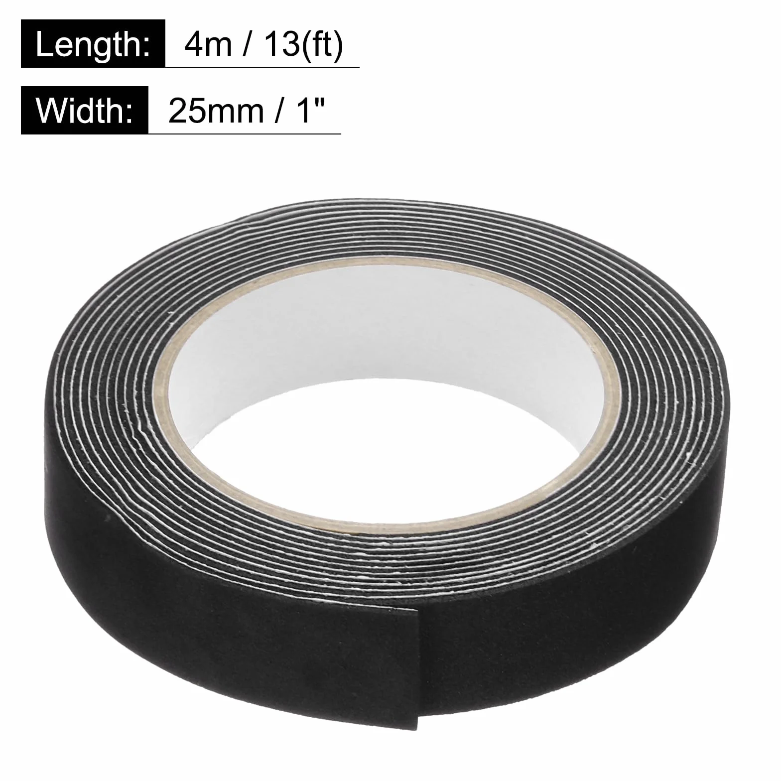 QUARKZMAN 2 rolki jednostronnej taśmy piankowej, zdejmowana taśma montażowa z gąbki EVA, mocne paski taśmy klejącej (czarne, 4 m x 25 mm x 1,5 mm), do domu, kolorowa ściana wisząca, dekoracja