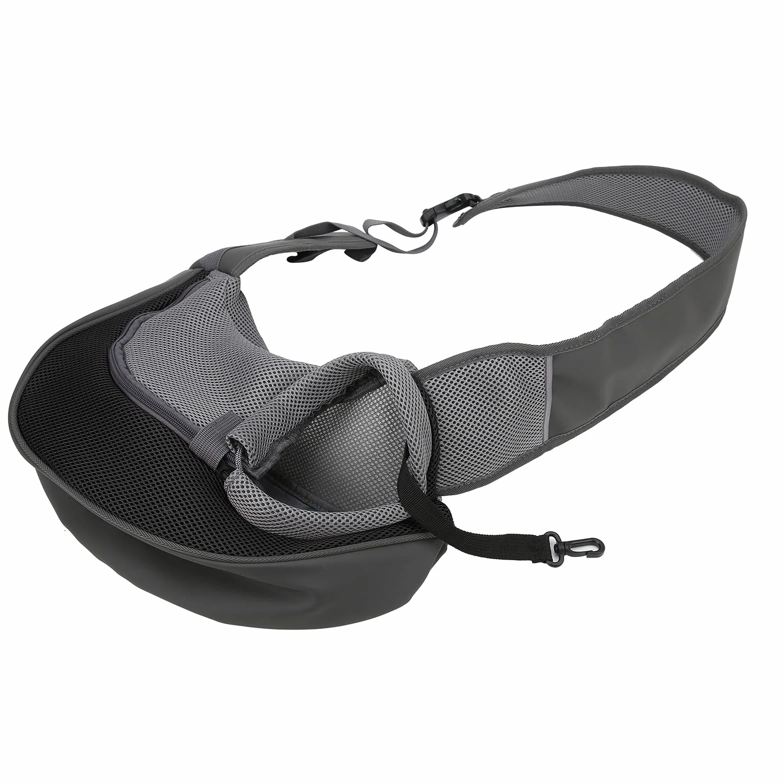 Torba podróżna dla kota i psa Przenośna torba na ramię typu crossbody Oddychający siatkowy plecak dla zwierząt (szary), duży