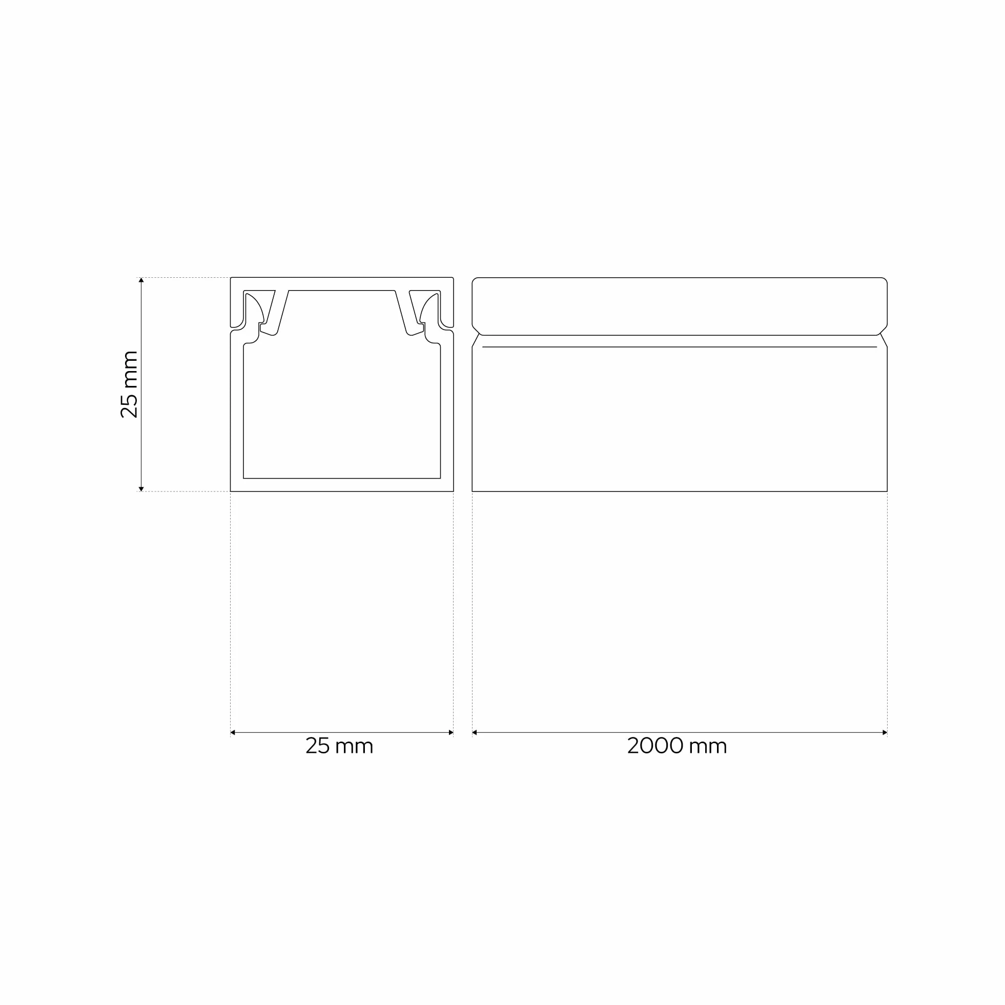 EDO Kanał Kablowy PVC 25x25 mm Ciemny Antracyt 2 m - Listwa Maskująca z Pokrywą Zatrzaskową - Korytko Kablowe Natynkowe - Osłona Przewodów na Ścianę do Domu, Biura, TV, RTV, Komputera