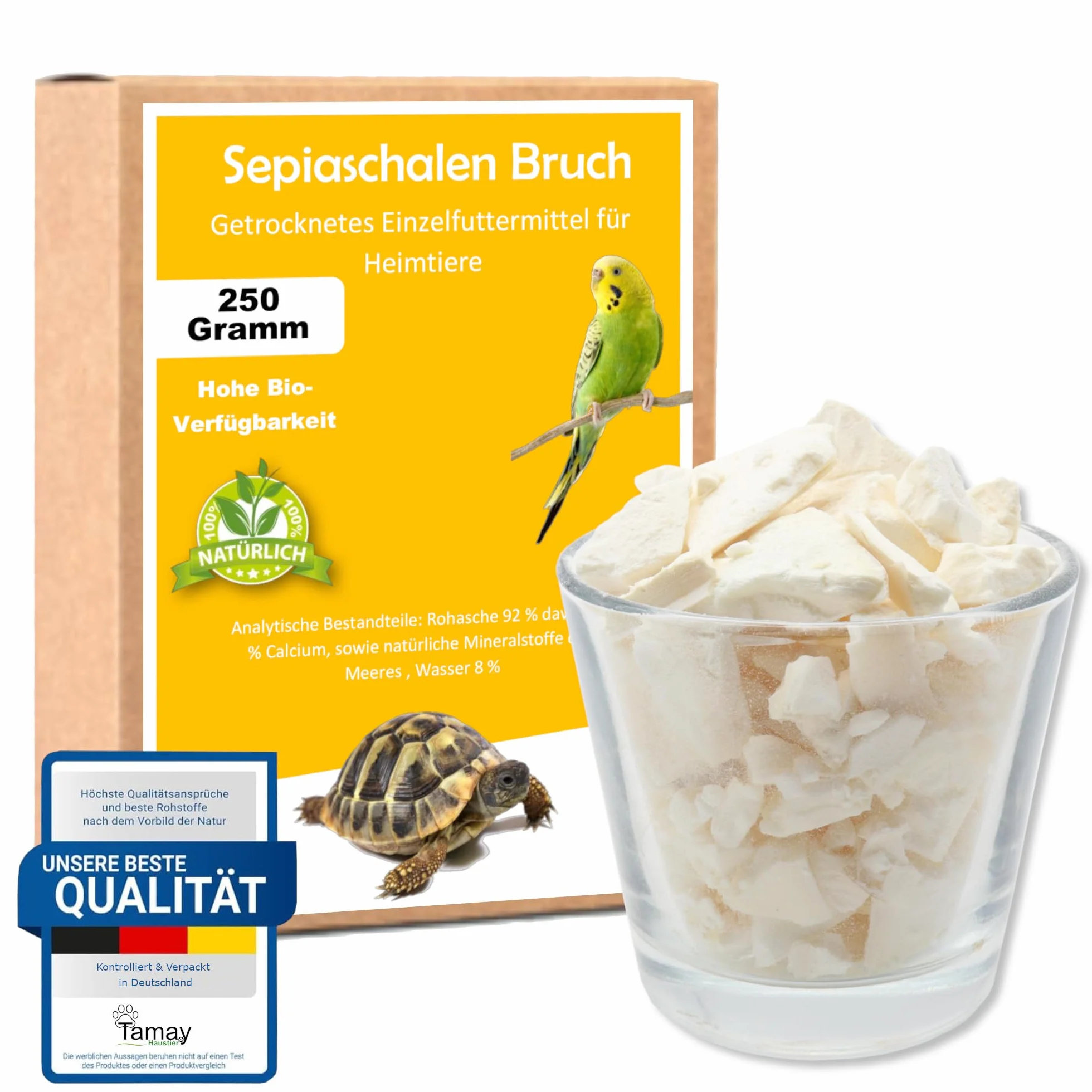 Miski sepia w jakości premium (250 g), optymalne zaopatrzenie w wapń i witaminy dla żółwi, bartagame, gekonów, gadów – wapno paszowe, wapno, akcesoria do terrarium