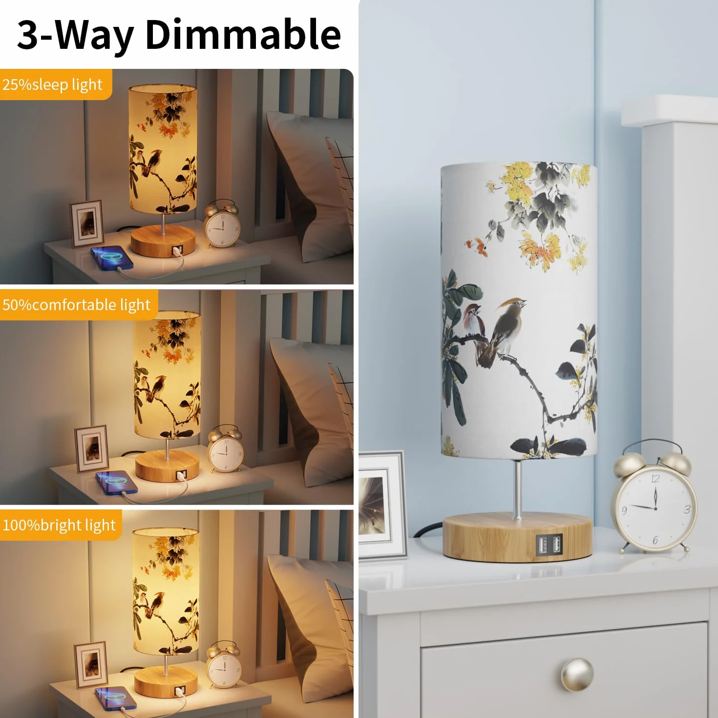 GPATIO lampa LED dotykowa ściemniana zestaw 2 szt. z nadrukiem 2 porty USB