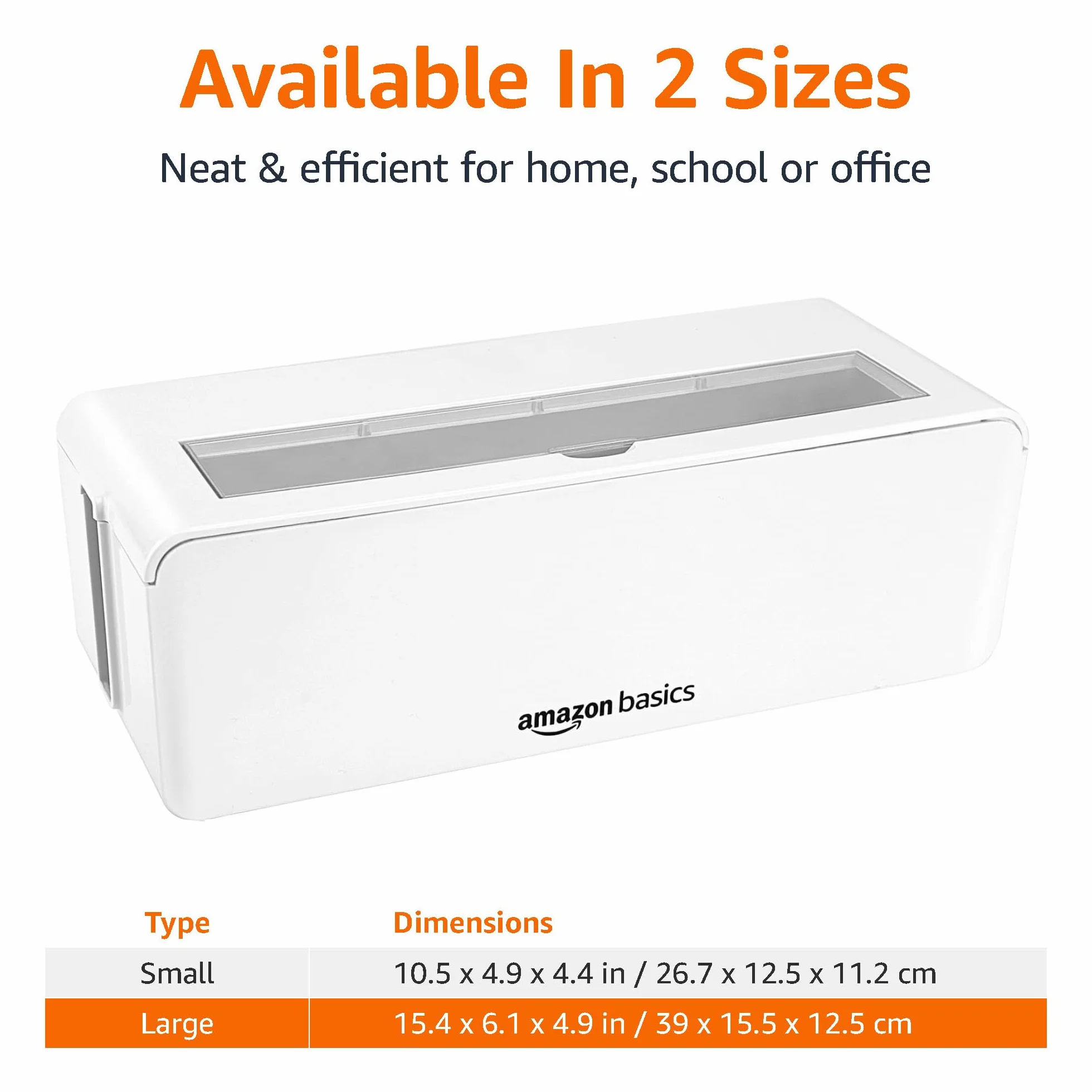 Amazon Basics – skrzynka kablowa do ukrywania i porządkowania kabli, duża, biała.