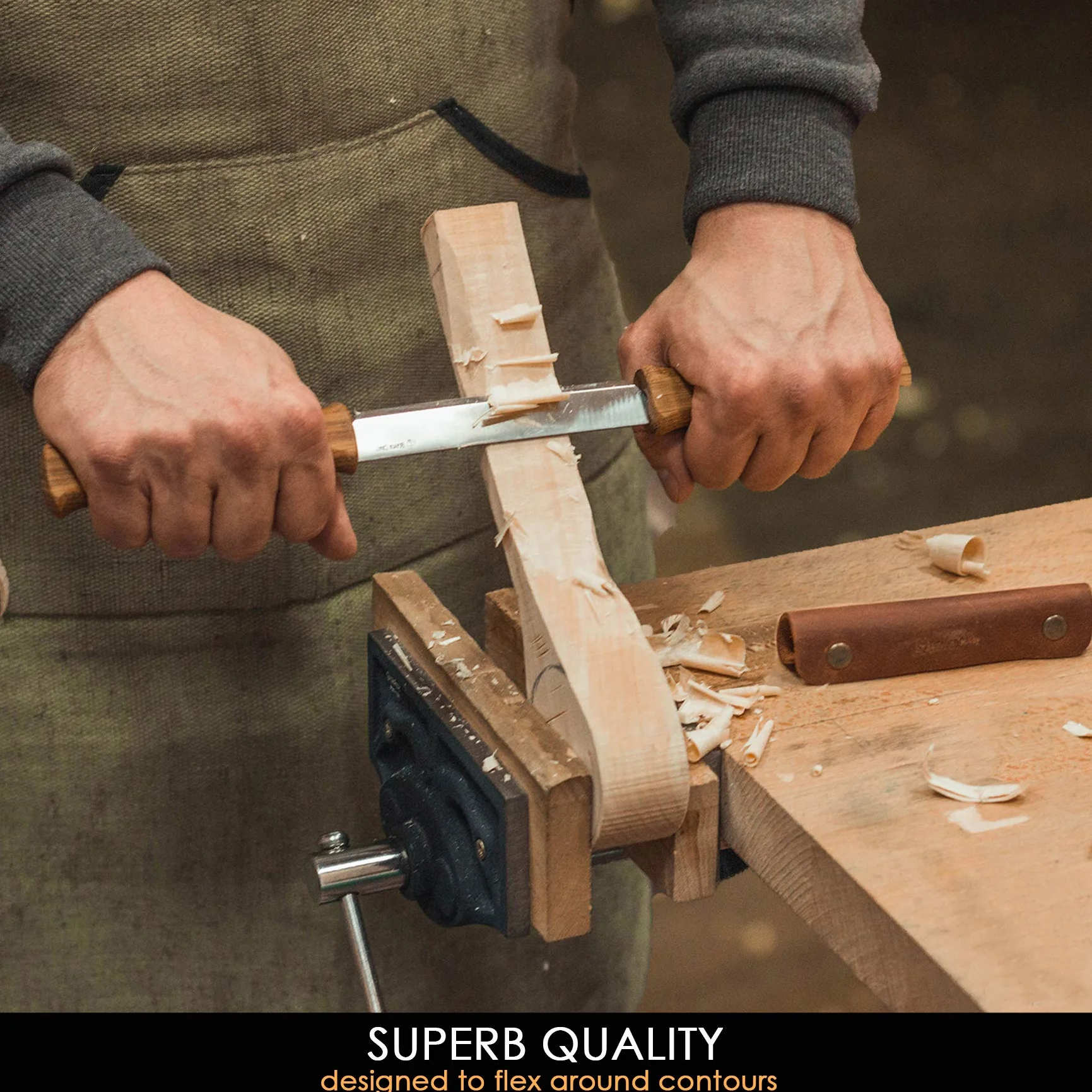 BeaverCraft Nóż do strzyżenia DK1s - 11 cm prosty narzędzia do rzeźbienia w drewnie, narzędzie ręczne do obróbki drewna, nóż do strzyżenia w drewnie ze skórzaną pochwą