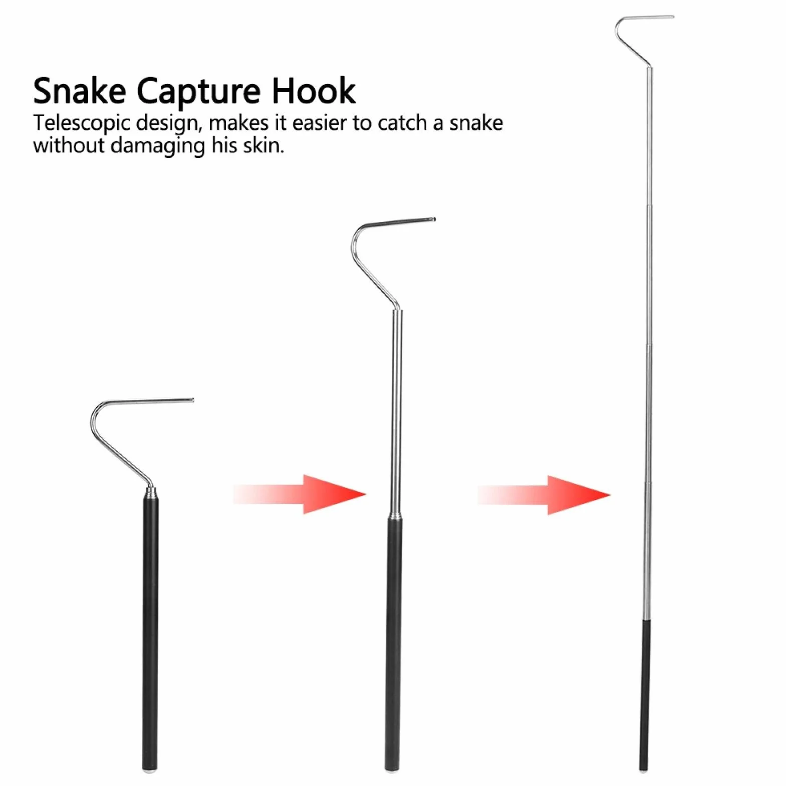 HEEPDD Snake Capture Hook, składany hak wężowy z możliwością rozszerzenia teleskopowego Capture Hook Snake Handling Tool (100 cm)