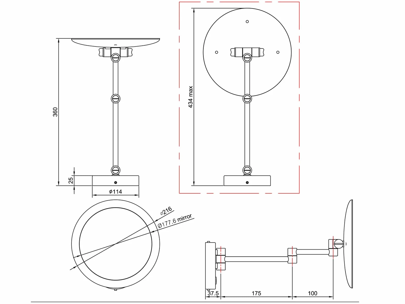 Trio Leuchten Lampa ścienna LED do lustra ściennego 282990106 View, metal w kolorze chromu, akryl biały, 3 W LED, przełącznik dotykowy, 36 x 21,6 x 21,6 cm