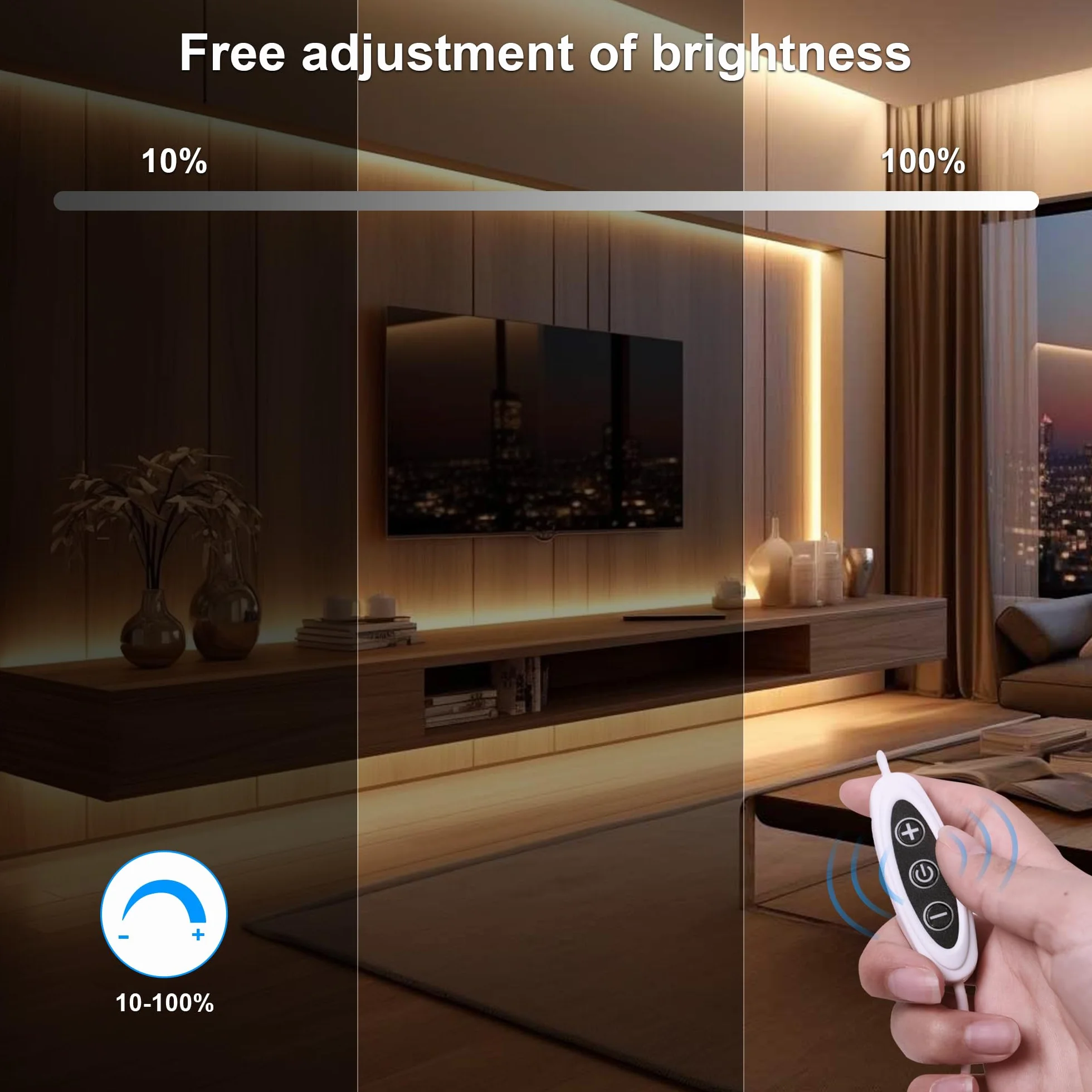 Macchiatto 2 m USB 5 V COB LED Strip ciepły biały 3000 K, 640 LED ściemnione światło Strip CRI90 +, COB LED Strip Spotless elastyczne do podświetlenia telewizora sypialnia kuchnia szafa