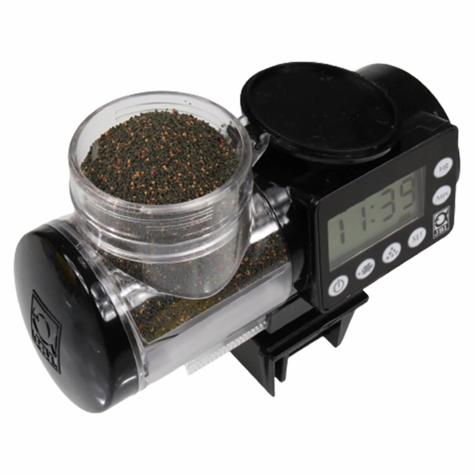 JBL PRONOVO AUTOFOOD, karma do akwarium, karmienie granulatem do karmy dla ryb do 4 x dziennie, w zestawie uchwyt i pierścień adaptera do zwiększenia objętości do 375 ml, czarny