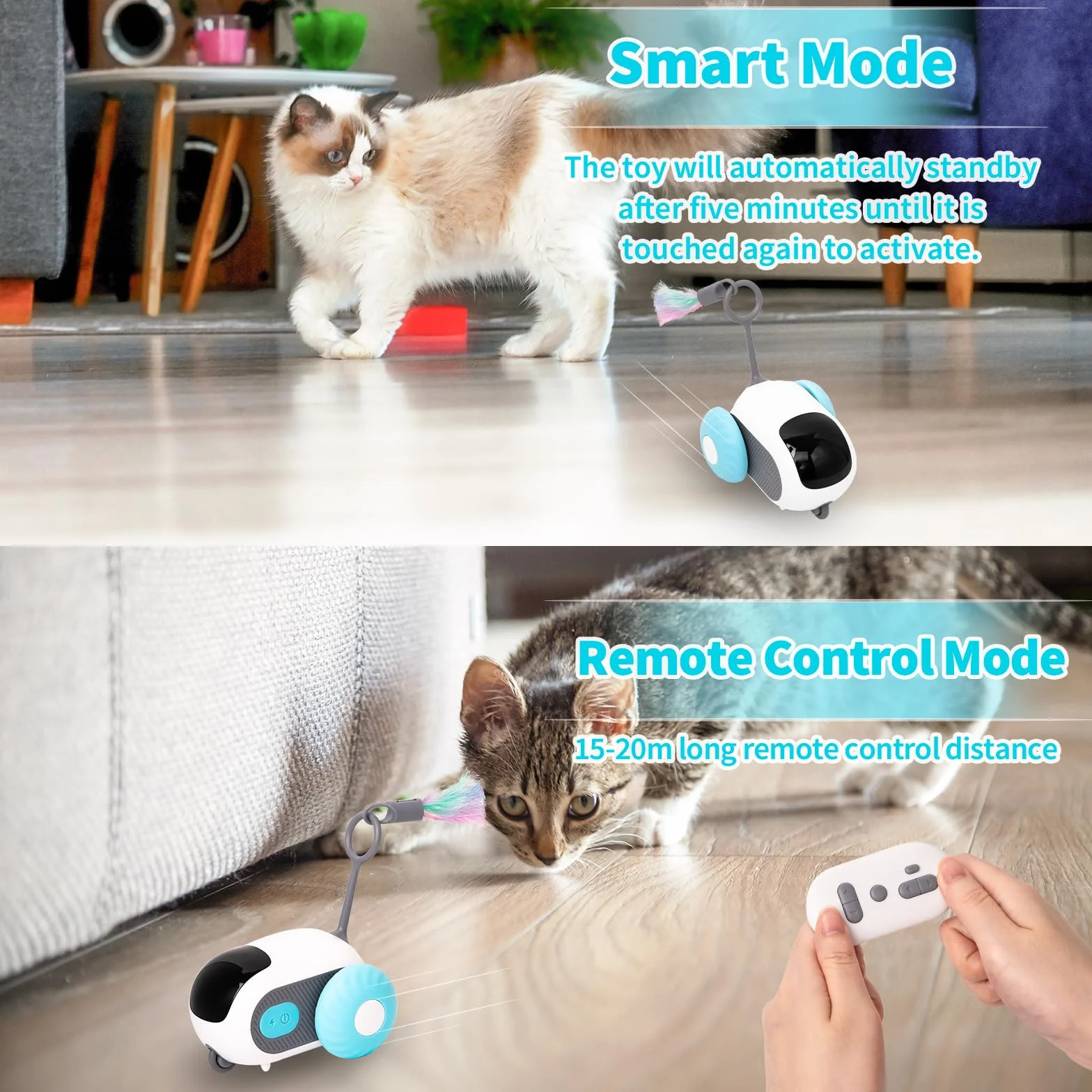 Cat Toy Samozatrudnienie, Cat Toy Elektryczne, Interaktywna 2-piórkowa zabawka kotów, Kontrolowalna obrotowość, Zabawka dla kota do samodzielnego zajęcia, zabawka dla kotów, elektryczna automatyczna