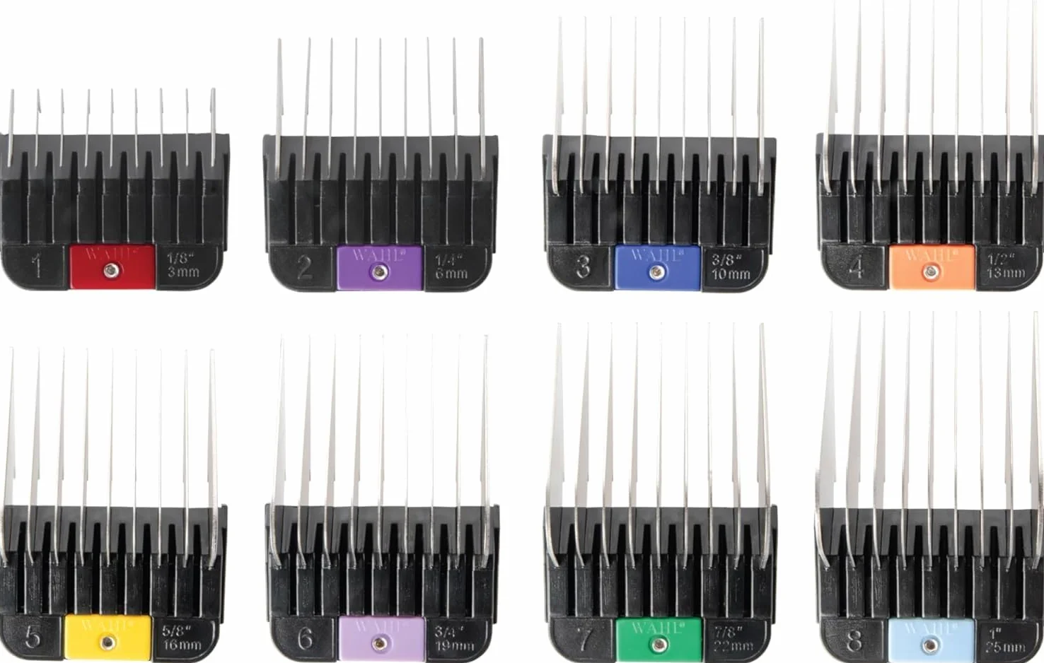 WAHL Prime Series Detachable Stainless Steel Attachment Combs 3mm-25mm #1-8