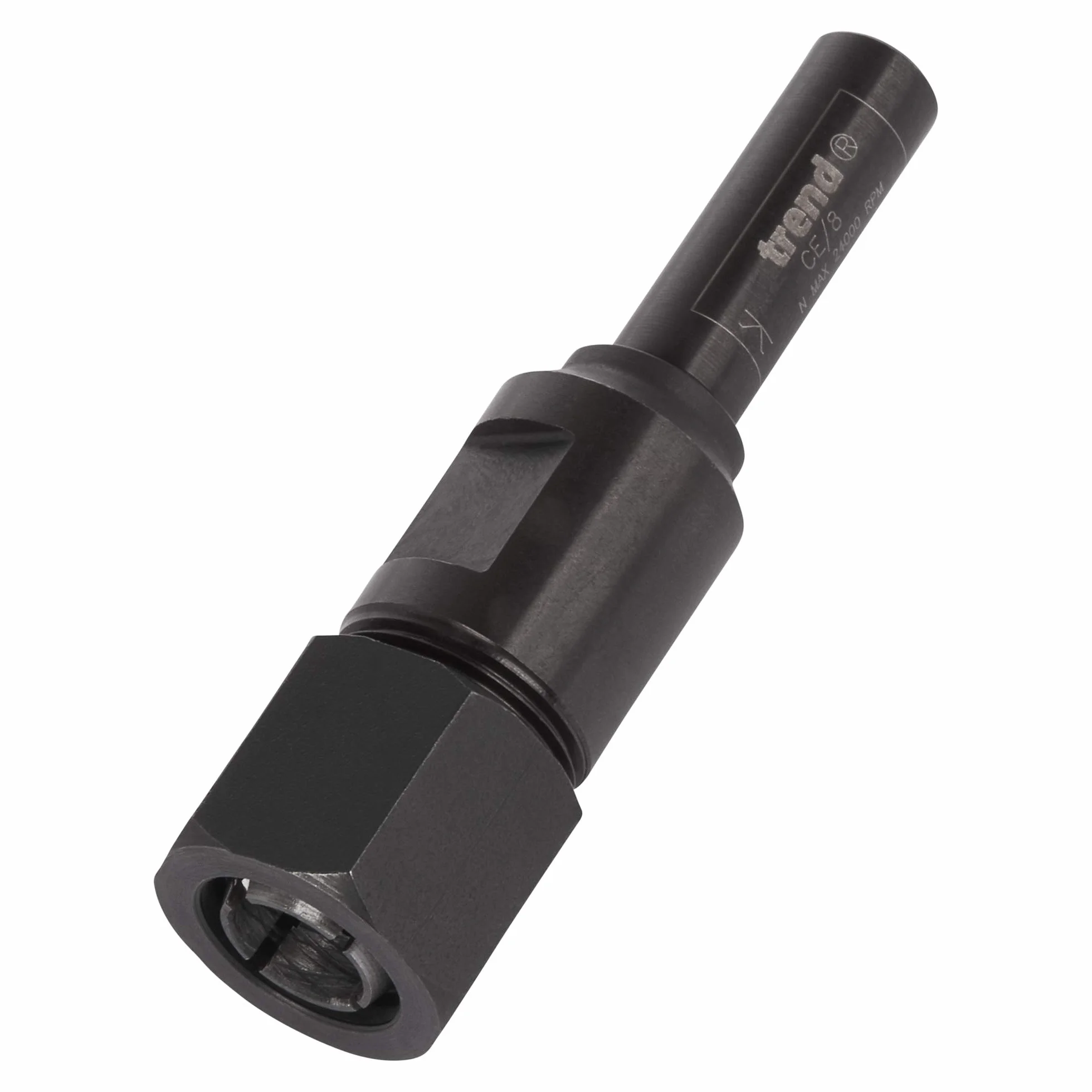 Trend Przedłużenie trzpienia 8 mm Chwyt 8 mm Tuleja zaciskowa, Do stosowania w stołach frezarskich, gdzie dostępna jest ograniczona długość trzpienia frezów górnowrzecionowych, CE/88