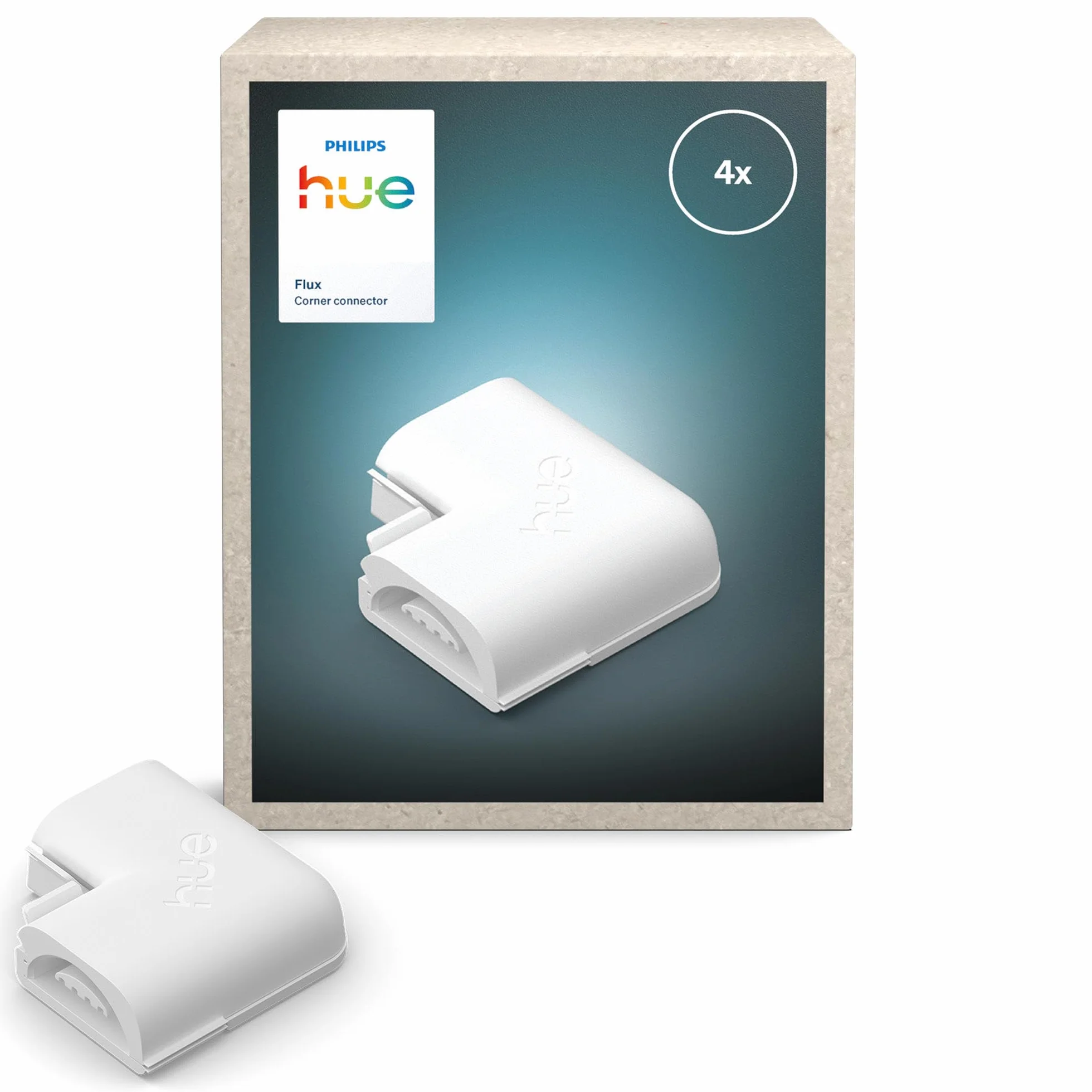 Hue Flux Corner Connector do taśm LED, Akcesoria, Łącznik 90°, Elastyczny Montaż Wewnętrzny, Jednolite Światło, Łatwa Instalacja, 4-pak