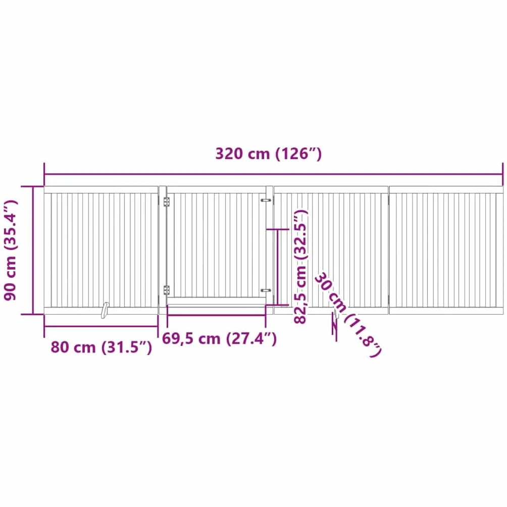 vidaXL Składana bramka dla psa, z drzwiami, 4 panele, biała, 320 cm, bramka dla zwierząt, bramka bezpieczeństwa dla psów, bramka bezpieczeństwa dla psa