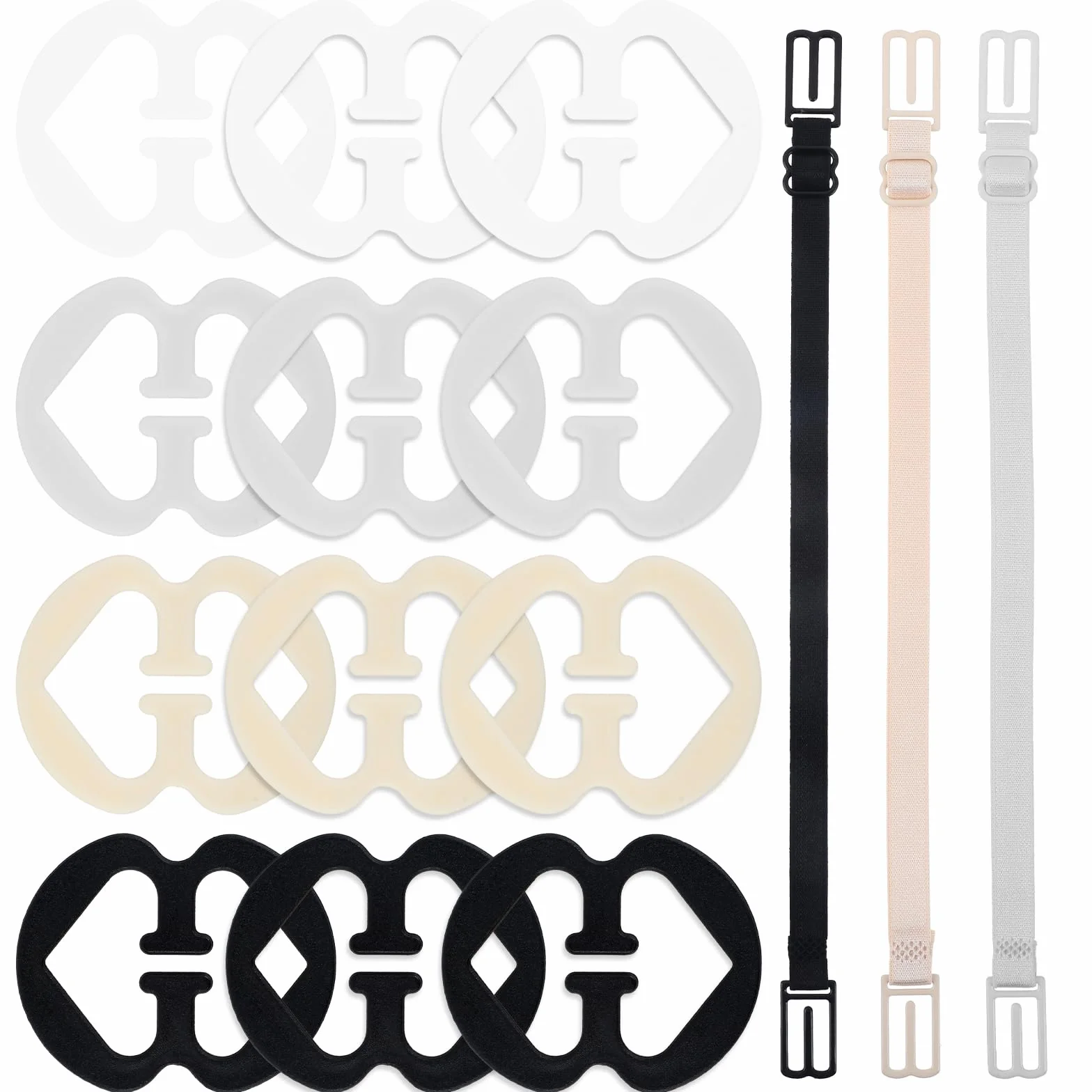 JJUNW Zestaw klipsów na ramiączkach biustonosza 12 szt. Regulowane damskie ramiączka biustonosza podtrzymujące ramiączka antypoślizgowe klipsy na ramiączka do biustonosza Elastyczne klipsy na