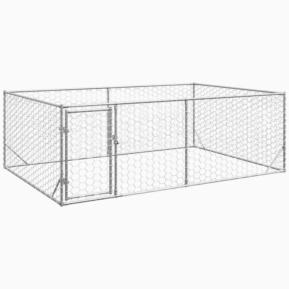 vidaXL Buda dla psa na zewnątrz z drzwiami 3x2x1 m, ocynkowana stal