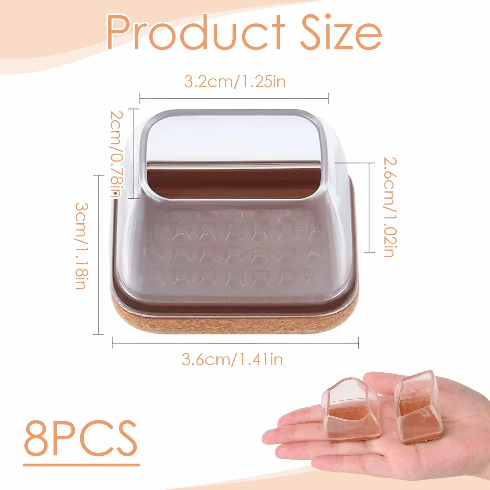 Silikonowa podkładka na krzesło - 8 elementów 3,2x2,2 cm, odporna na zarysowania, redukcja hałasu