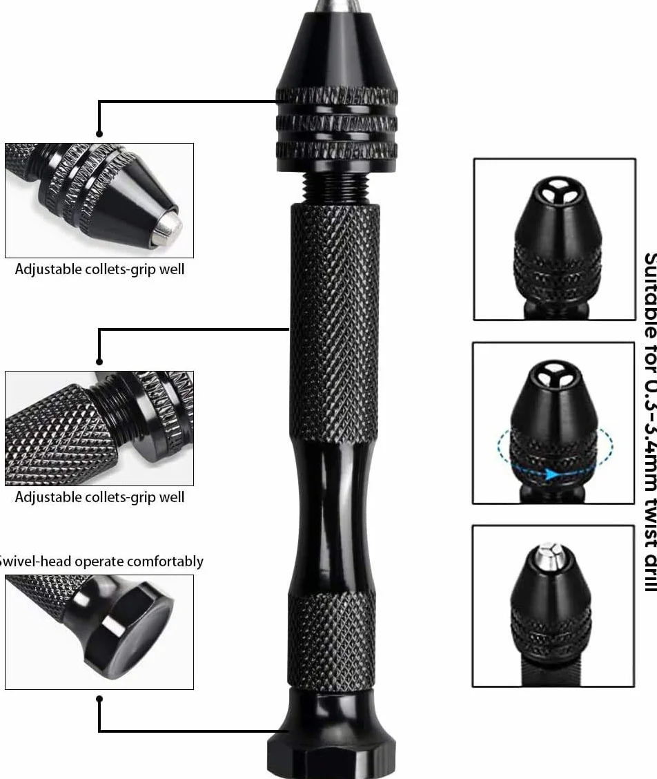 60 sztuk imadła z trzpieniem, mini wiertła 0,3-1,2 mm do PCB i wiertła kręte 0,5-3,0 z precyzyjnym imadłem ręcznym do drewna, biżuterii, plastiku itp