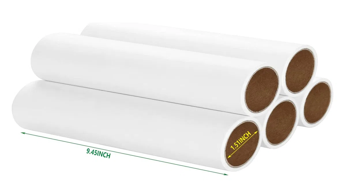 5 sztuk dużych wkładów do kłaczków o szerokości 22 cm (średnica wewnętrzna 1,51 cala), bardzo lepkie wkłady wałkowe do usuwania sierści zwierząt domowych (300 arkuszy)