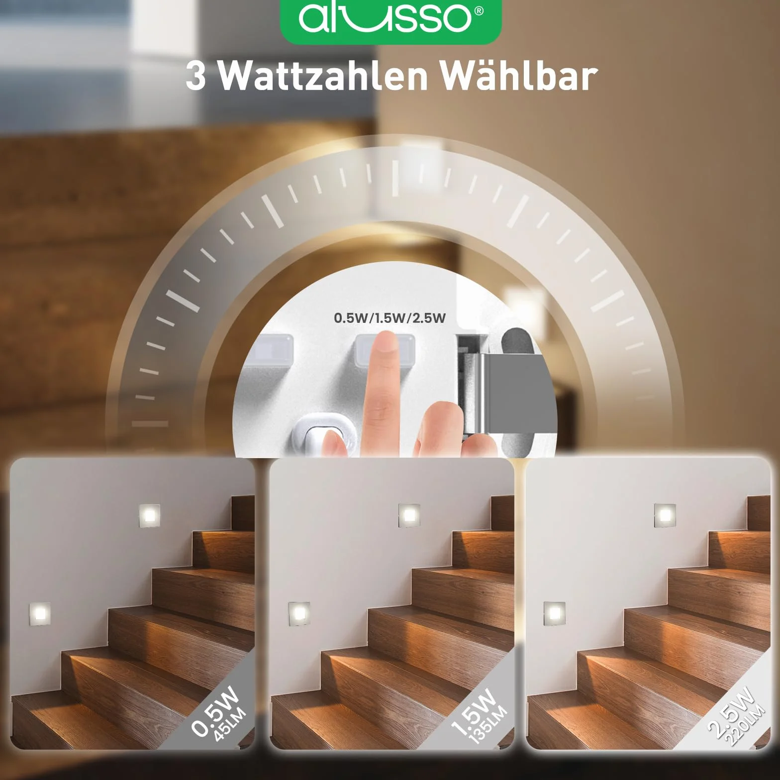 ALUSSO 6 sztuk LED oświetlenie schodowe/oświetlenie do montażu w ścianie, SN