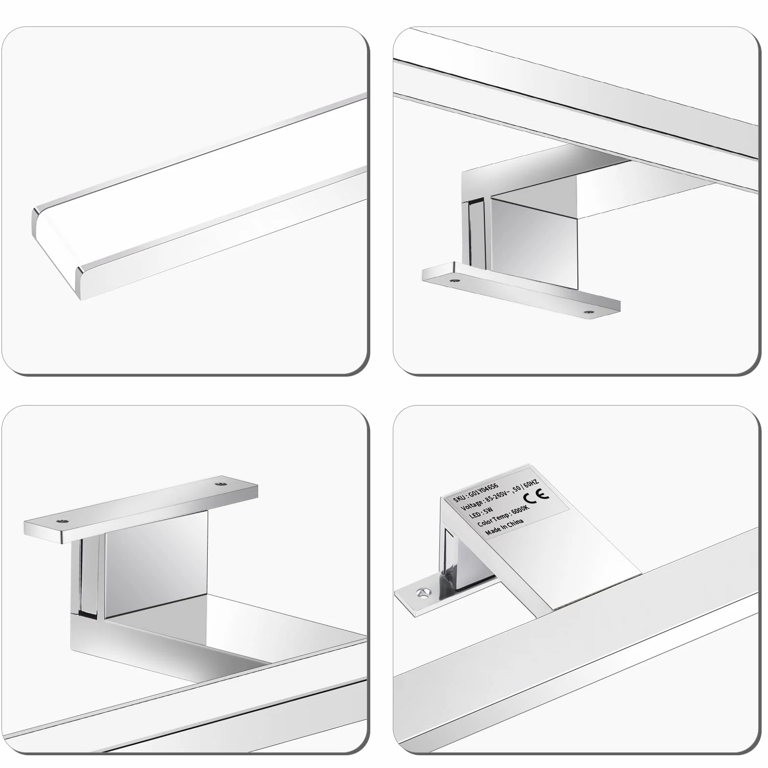 ERWEY Lampa łazienkowa LED 2 w 1, IP44, oświetlenie lustra, 30 cm, zimna biel, światło do makijażu, łazienka, 230 V, lampa szafkowa, szafka z lustrem, lampa natynkowa, oświetlenie szafki łazienkowej