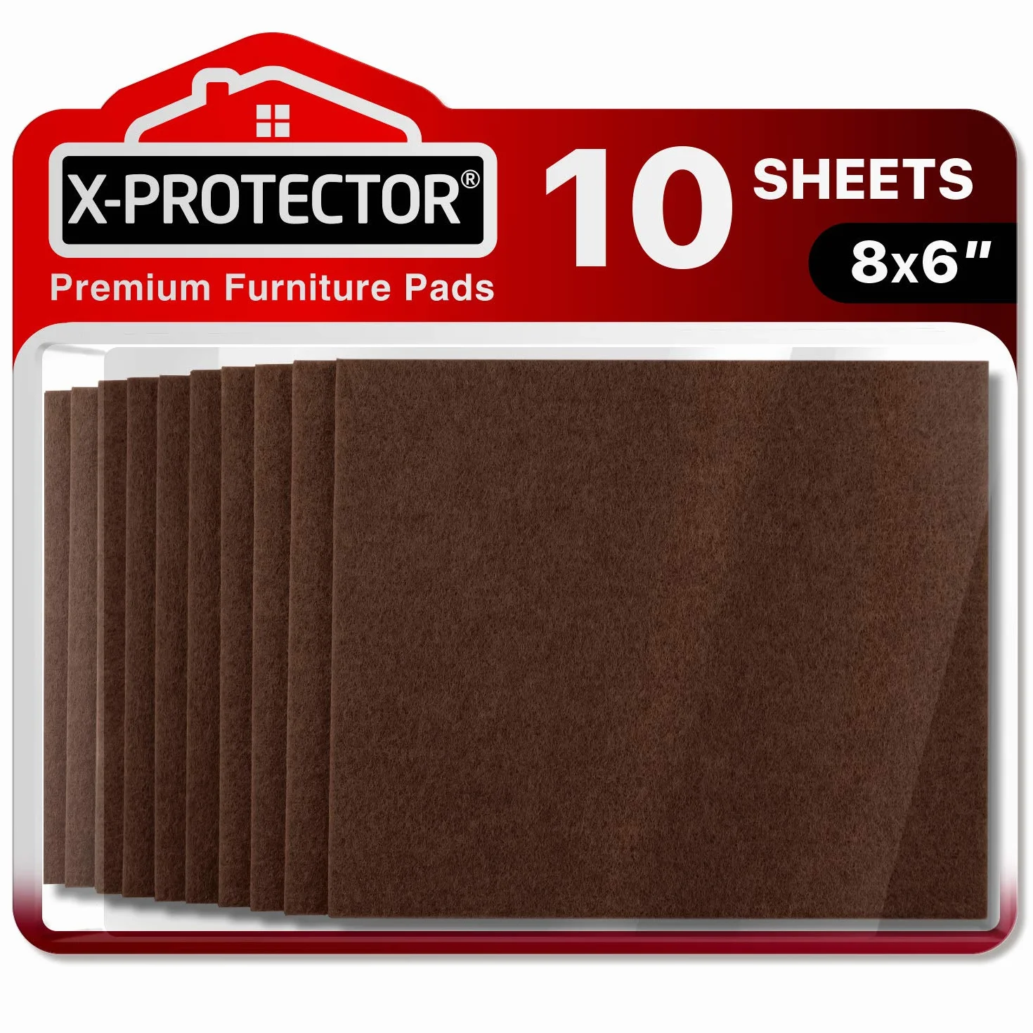 Filcowe podkładki meblowe X-PROTECTOR - 10 Pack 20 x 15 x 0.5 cm Premium Samoprzylepne podkładki! Przytnij Podkładki filcowe pod meble, których potrzebujesz – Najlepsze do podłóg drewnianych!