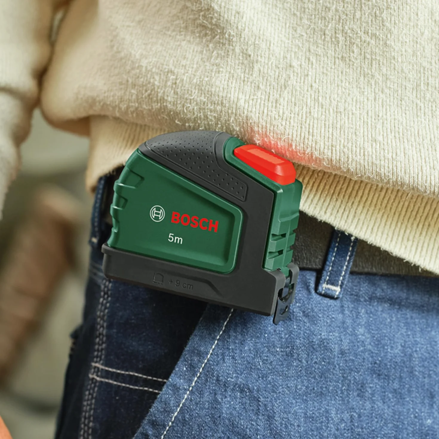 Bosch taśma miernicza 5 m + znacznik do głęb. otworów (uchwyt do ołówka, autom. blokada, taśma z powł. nylon., wysuw 2 m, skala metr., zaczep do paska, miękka okładzina Softgrip) – Amazon Edition