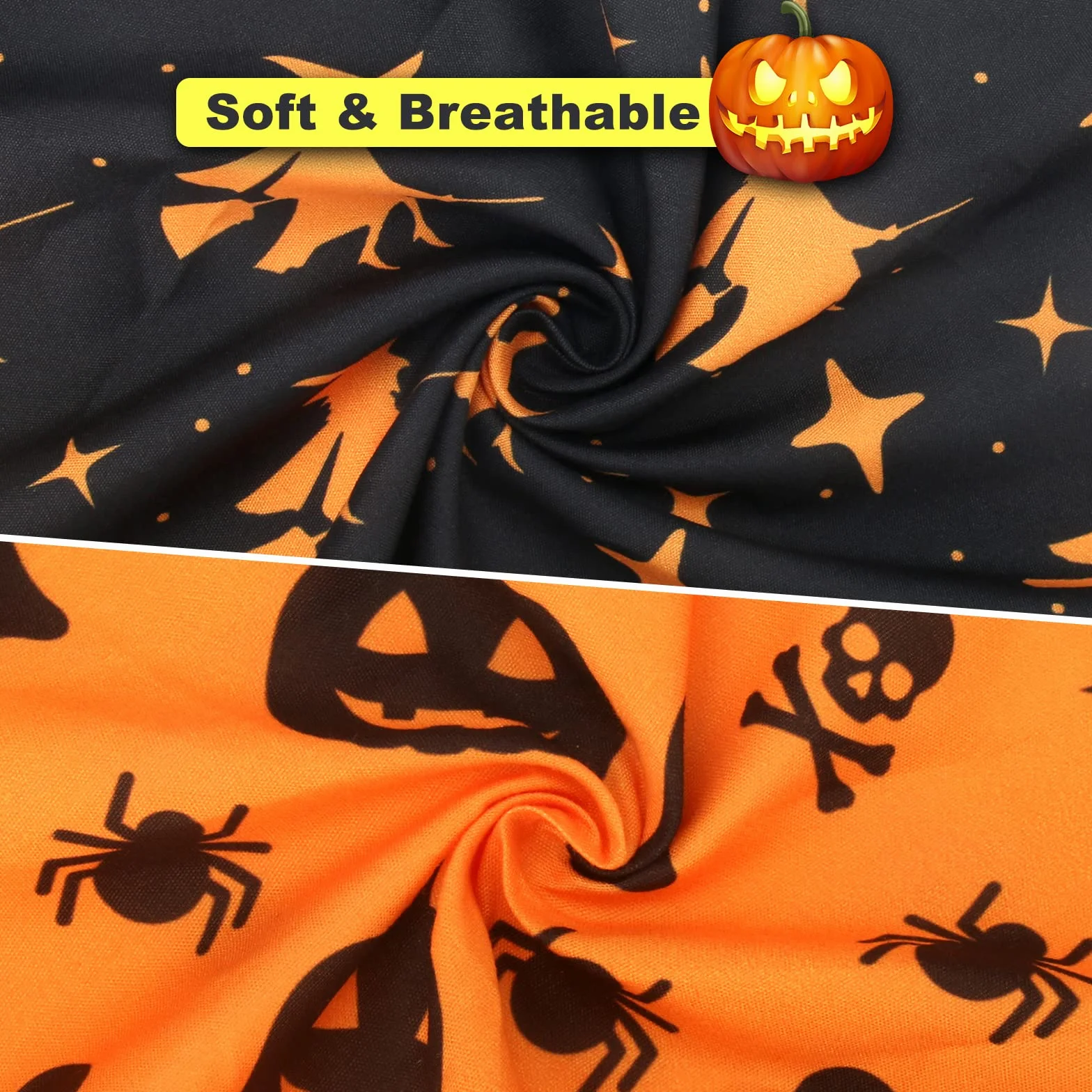 Bandany dla psa na Halloween, 2 szt. zmywalnych halloweenowych czarownic wzór dyni szalik dla psa, regulowana trójkątna chusta dla kota psa, akcesoria do kostiumu dla szczeniaka małych i średnich dużych psów