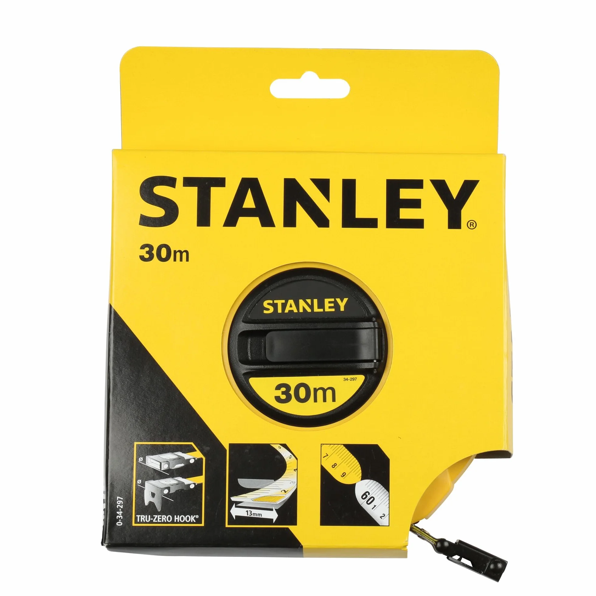 STANLEY Wytrzymały Taśma długa 30m x 12,5mm cerrada fibra vidrio dla profesjonalistów i majsterkowiczów do codziennego użytku 30m 12,5mm