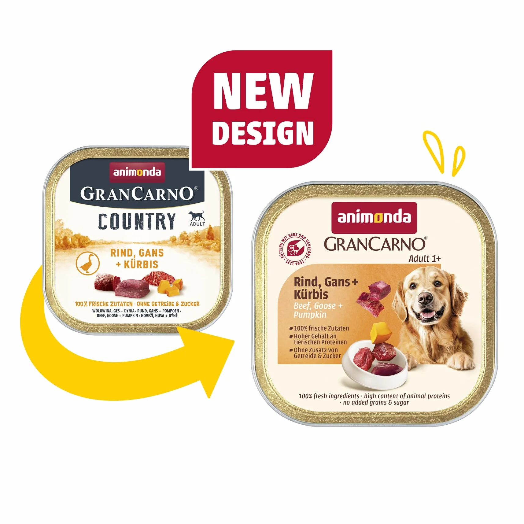 animonda GranCarno Country mokra karma w misce dla dorosłych psów z wołowiną, gęsią + dynią 150 g