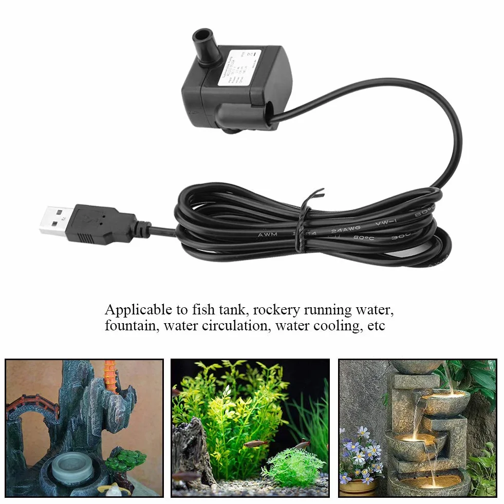 DC 5V 1,5 W USB Mini pompa bezszczotkowa pompa ultra cicha pompa obiegowa akwarium fontanna wodna strumień pompa elektryczna do akwarium akwarium